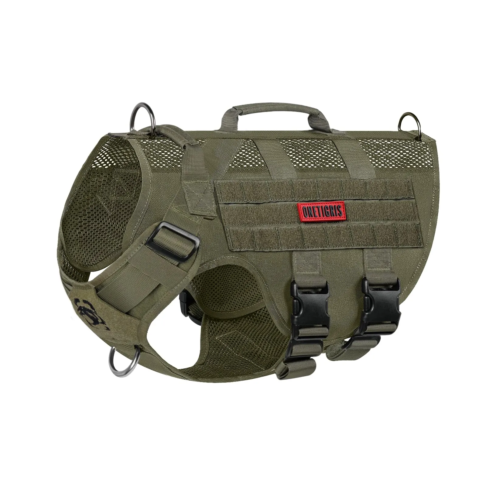 OneTigris Imbracatura No-Pull per Cani Aire Mesh Regolabile con 2 Manici, Taglia M, Verde - immagine 1