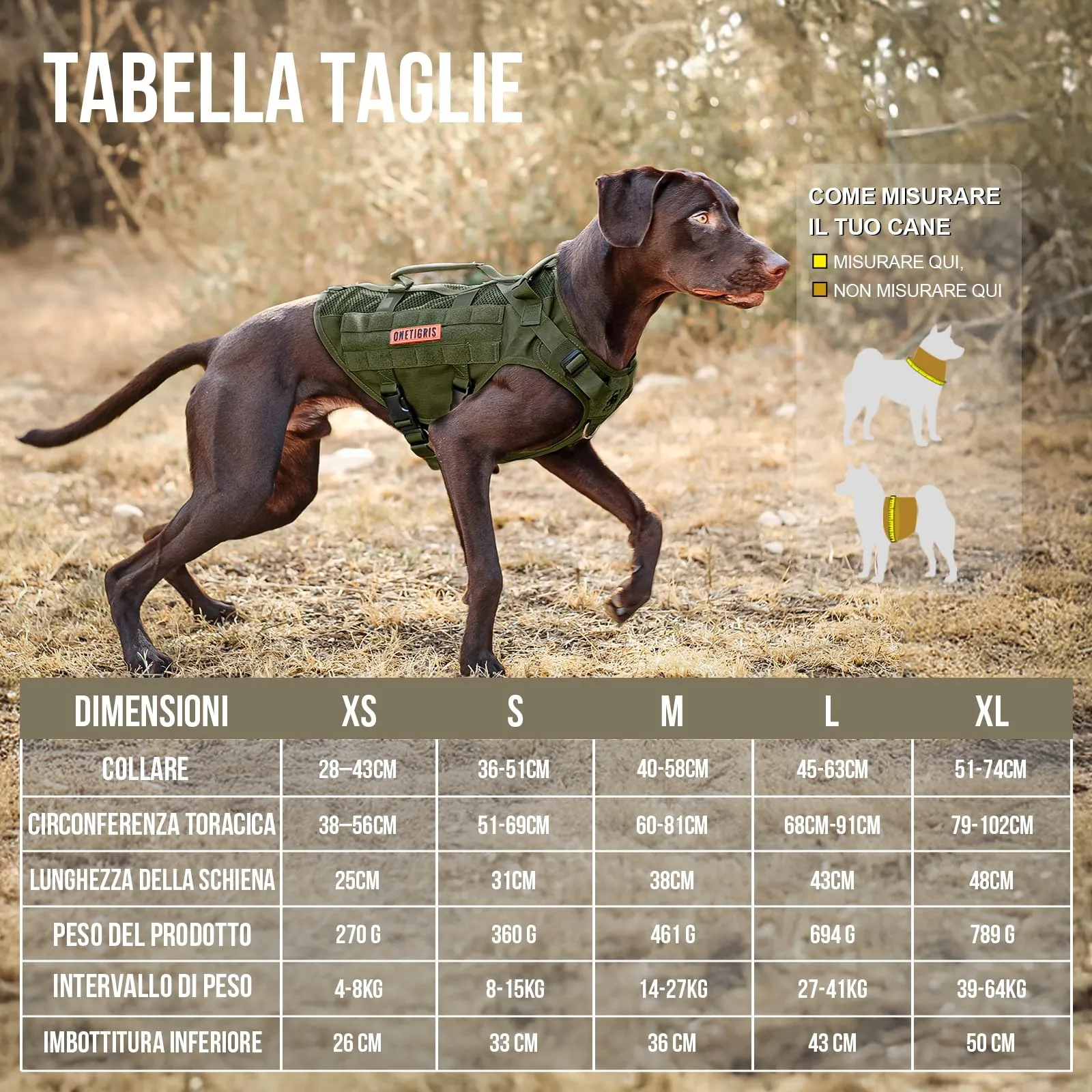 OneTigris Imbracatura No-Pull per Cani, Aire Mesh, Regolabile, con 2 Manici - immagine 2