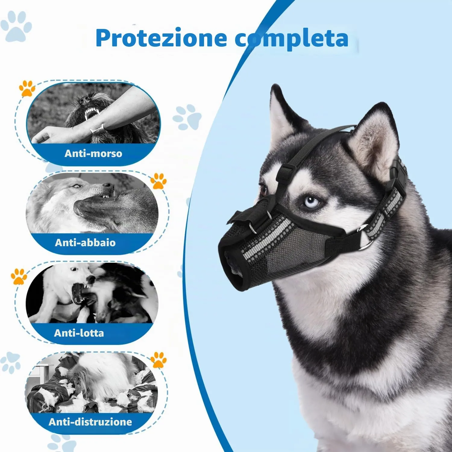 Nobleza Museruola a Rete Morbida per Cani di Media Taglia, Traspirante e Regolabile, Taglia M - immagine 5