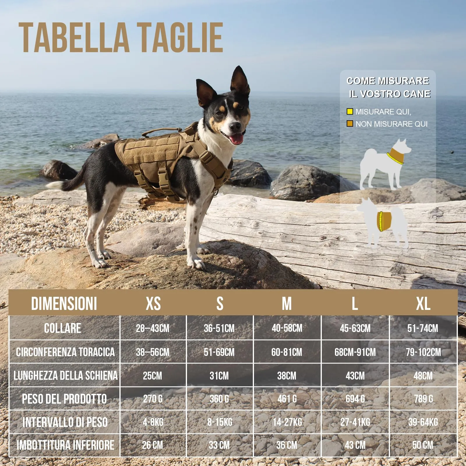 OneTigris Aire Mesh Pettorina Tattica per Cani, XL, Marrone - immagine 2