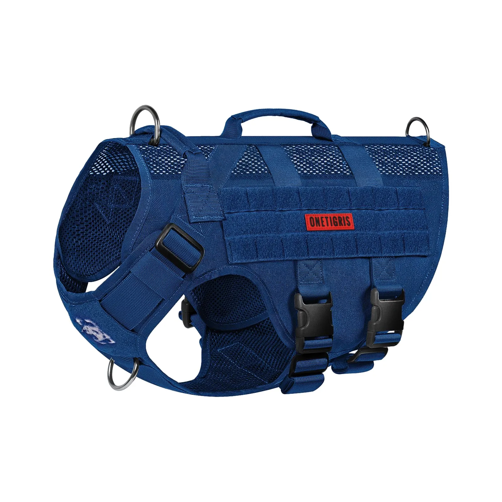 OneTigris Pettorina Tattica Anti-tiro in Aire Mesh per Cani, Regolabile con 2 Maniglie, Blu, L - immagine 1