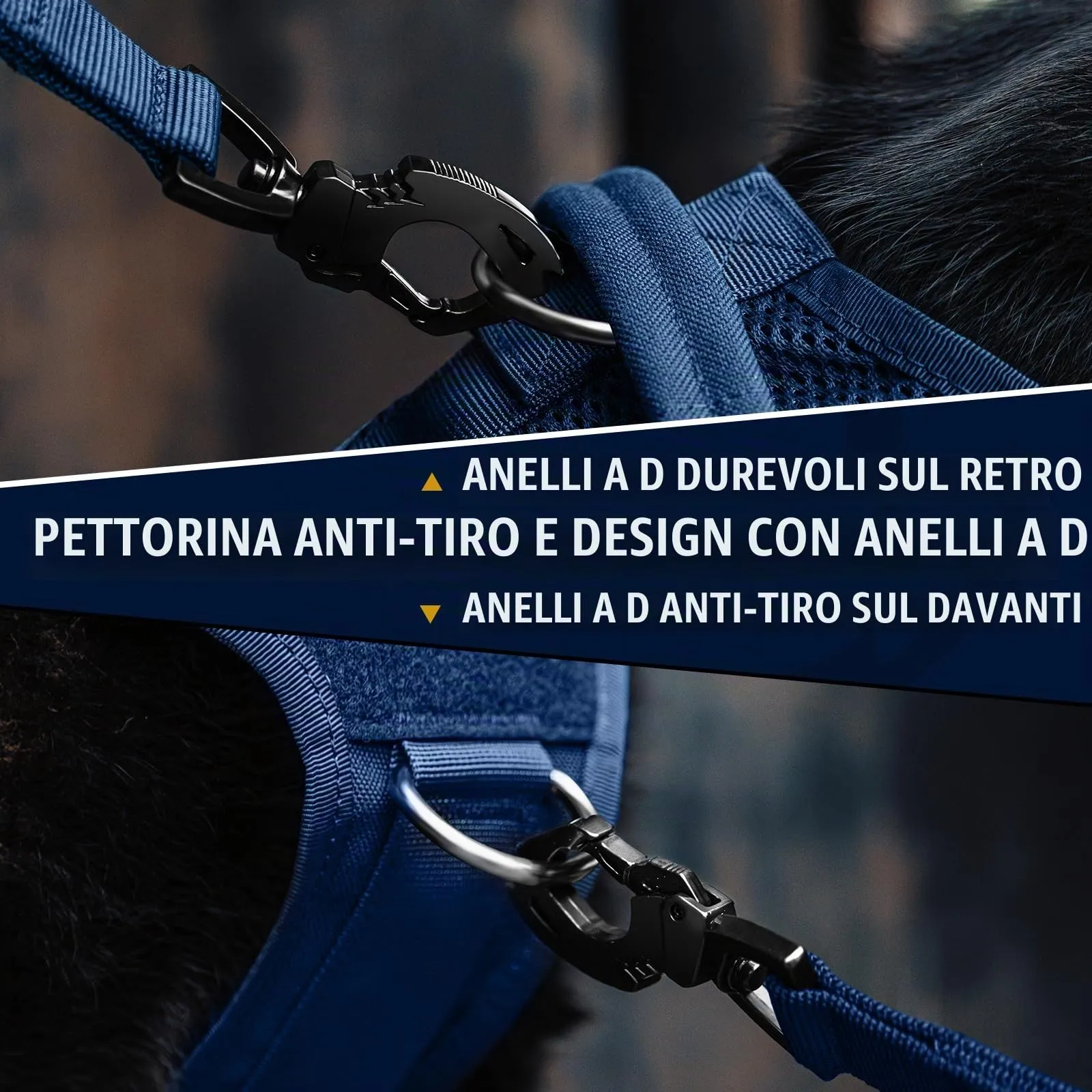 OneTigris Pettorina Tattica Anti-tiro in Aire Mesh per Cani, Regolabile con 2 Maniglie, Blu, L - immagine 3