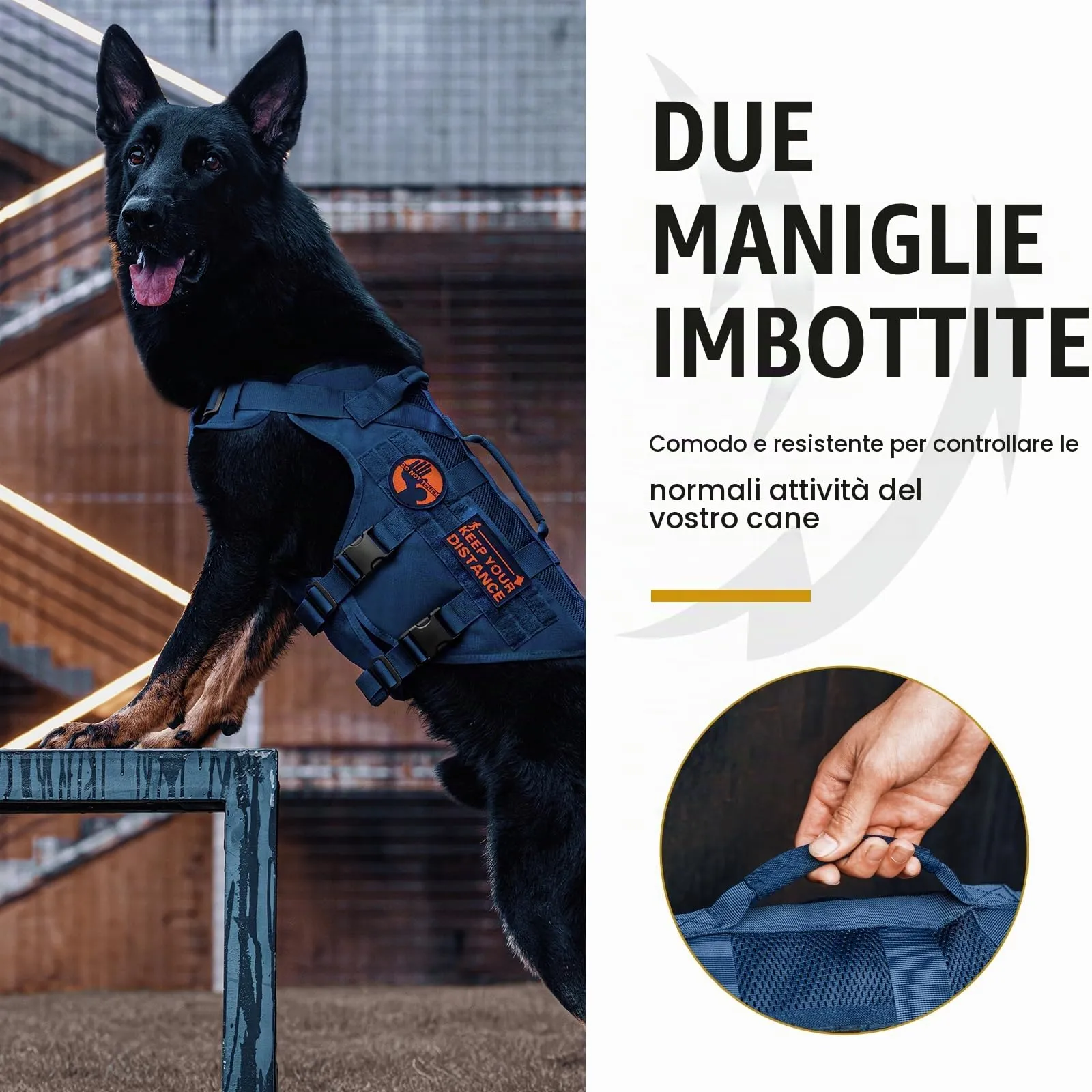 OneTigris Pettorina Tattica Anti-tiro in Aire Mesh per Cani, Regolabile con 2 Maniglie, Blu, L - immagine 6