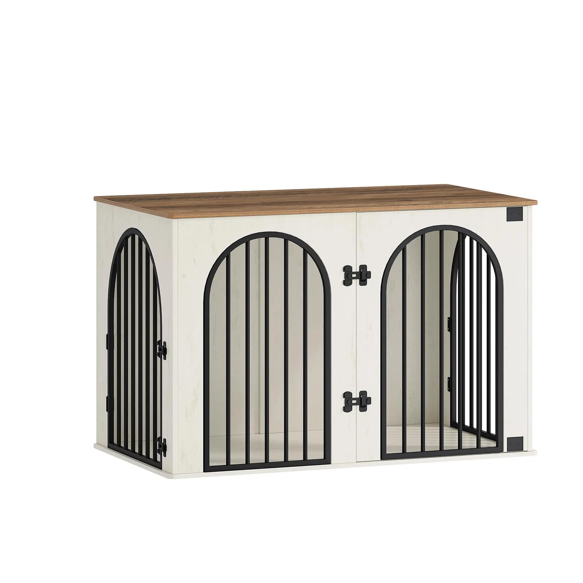 Hzuaneri Gabbia per Cani con Tavolo Supplemento, Cuccia Moderna Interna a 3 Porte, 64 x 108 x 76 cm, Bianco e Marrone DFC86014B - immagine 9