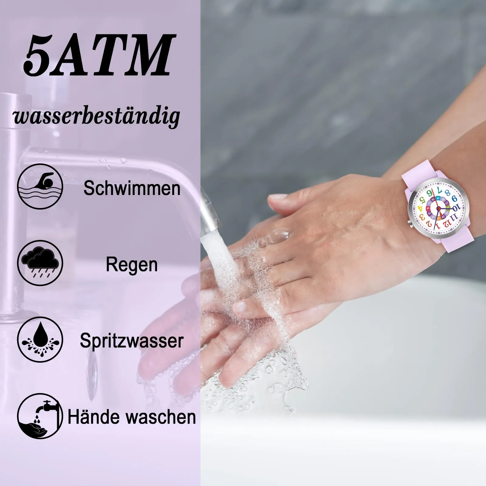 SOCICO Orologio Analogico Impermeabile 50M per Bambini e Ragazze 8-18 anni - immagine 4