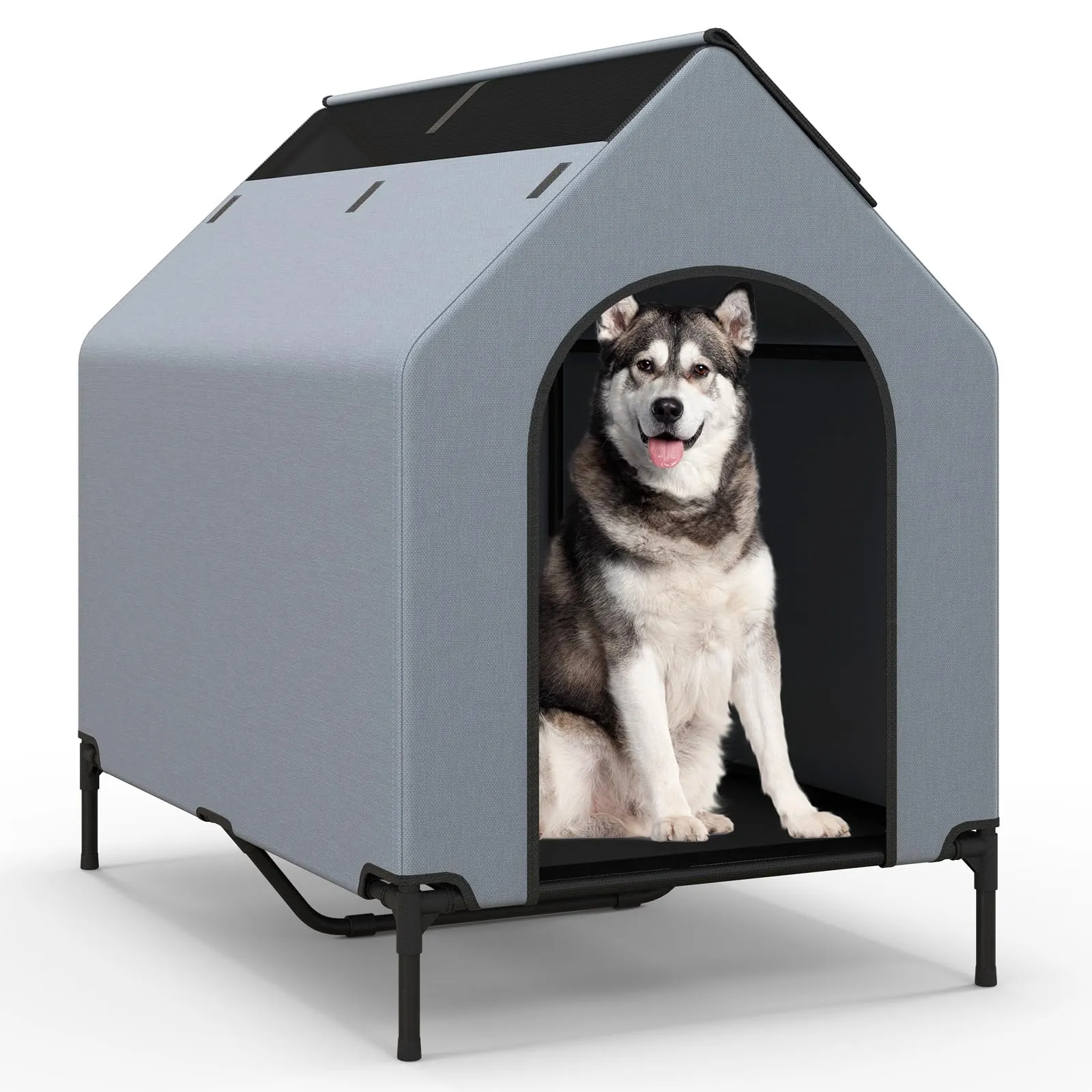 Costway Casetta per Cani, Letto Rialzato con Copertura Rimovibile Impermeabile e Finestre Ventilate, Interno ed Esterno (75 x 110 x 106 cm) - immagine 1