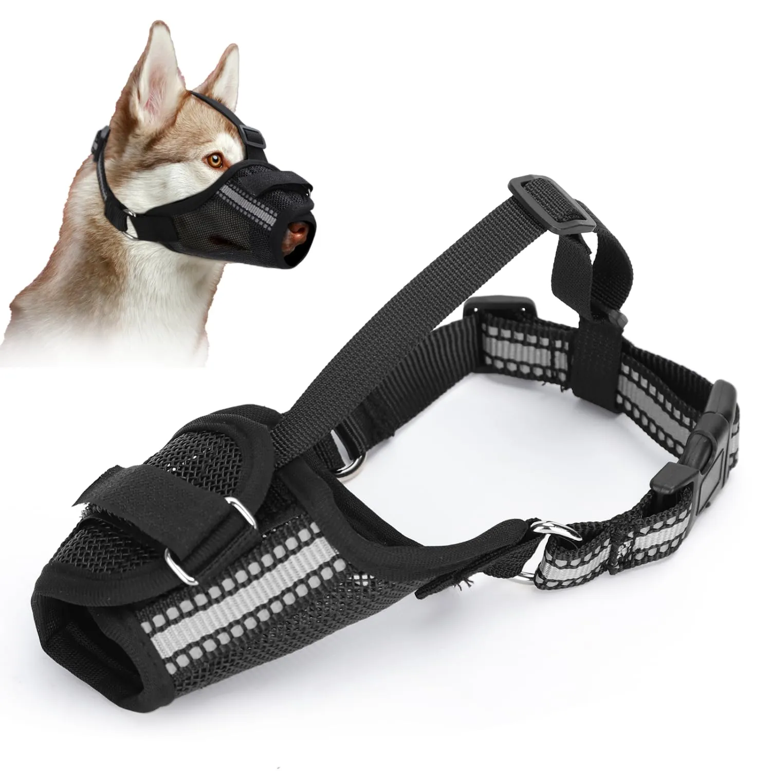 Nobleza Museruola a Rete per Cani di Grande Taglia, Traspirante e Regolabile, Antimorso (L) - immagine 1