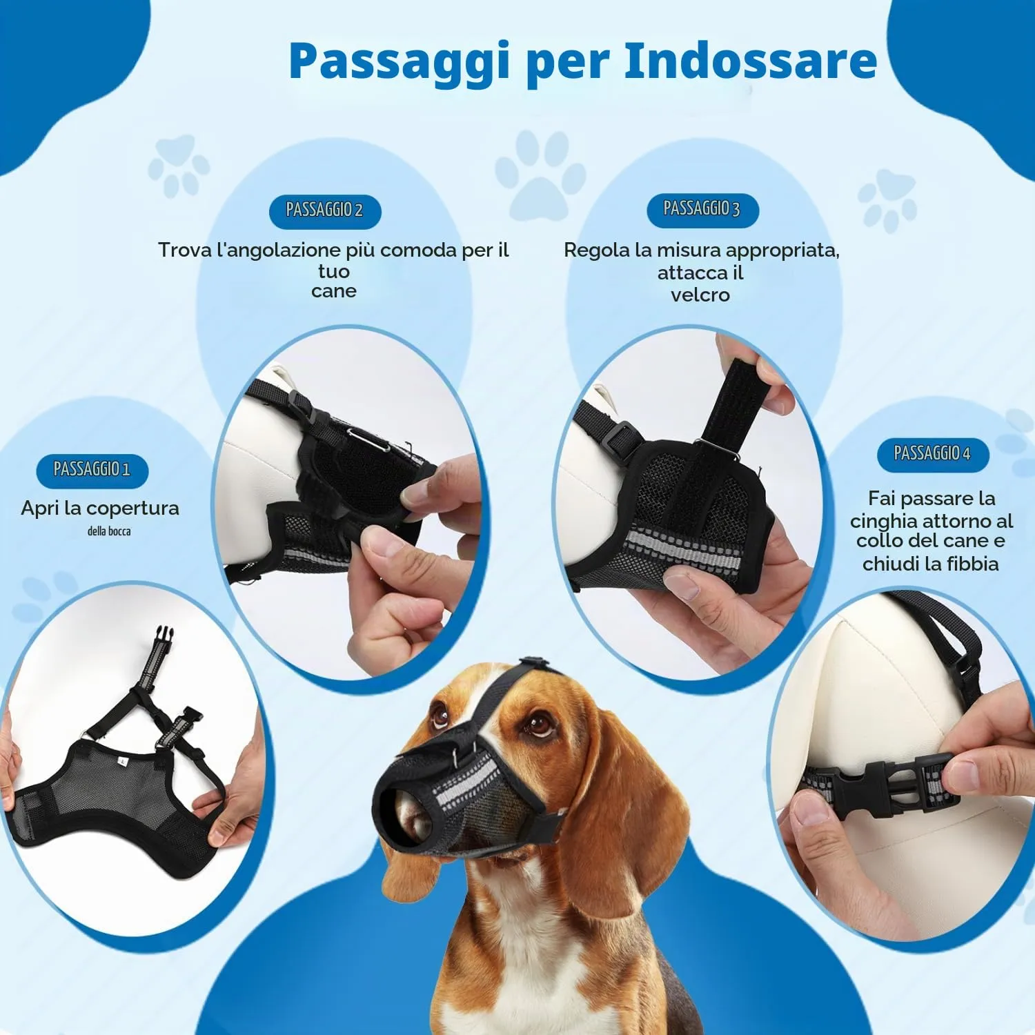 Nobleza Museruola a Rete per Cani di Grande Taglia, Traspirante e Regolabile, Antimorso (L) - immagine 6