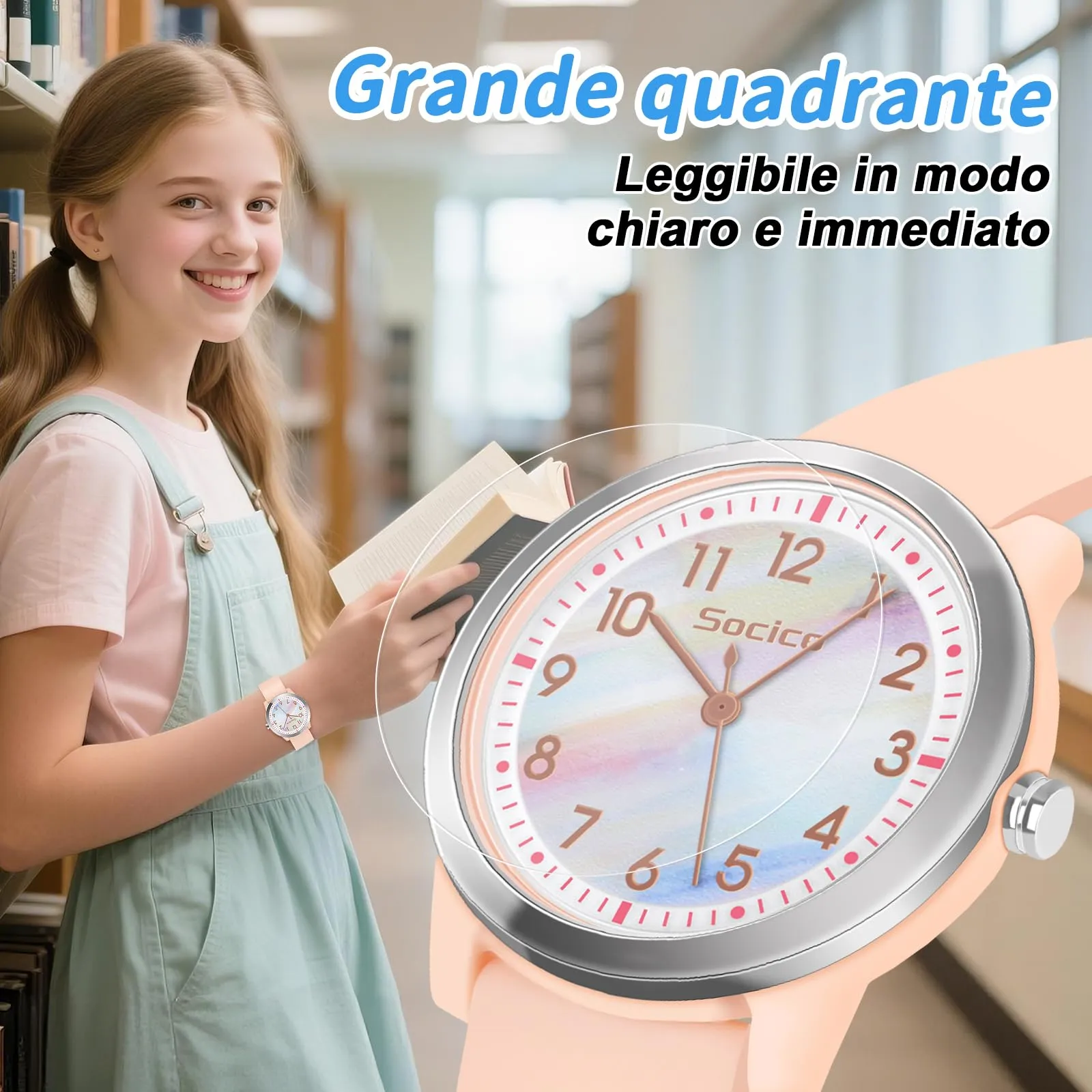 SOCICO Orologio Analogico Impermeabile 50M per Bambini e Ragazze 8-18 anni - immagine 3