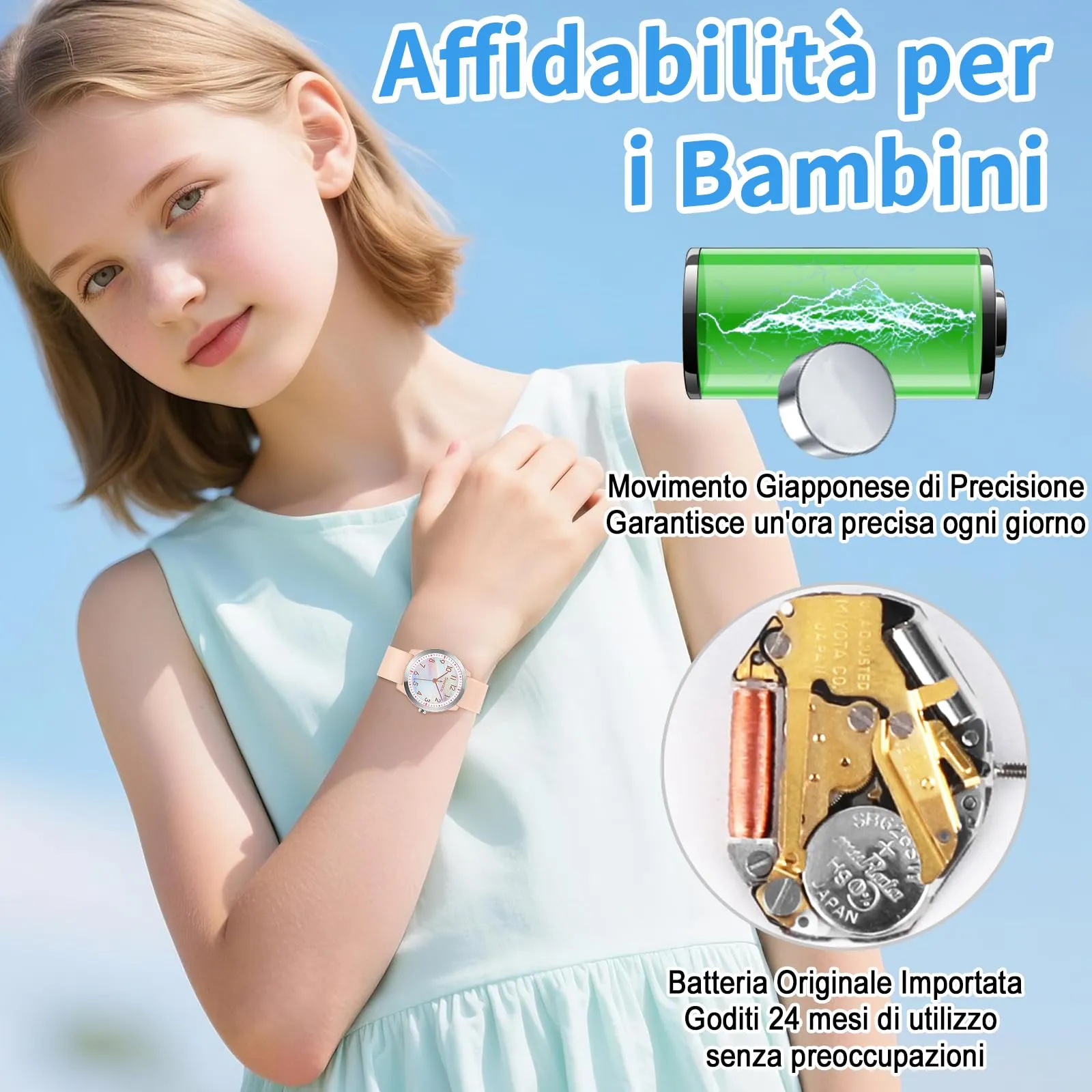 SOCICO Orologio Analogico Impermeabile 50M per Bambini e Ragazze 8-18 anni - immagine 4