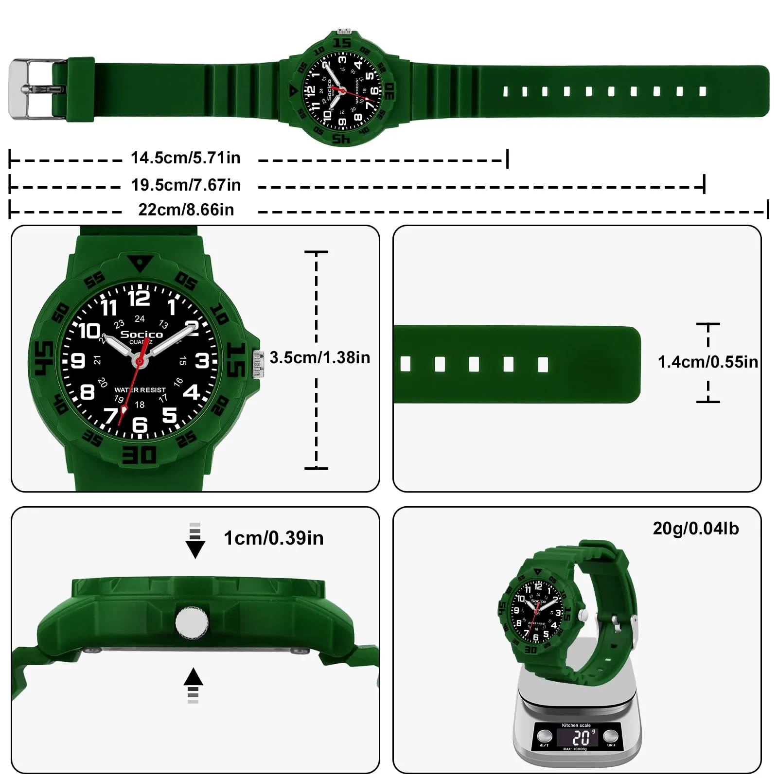 SOCICO Orologio Analogico per Bambini 30M Impermeabile con Cinturino Soft - immagine 4