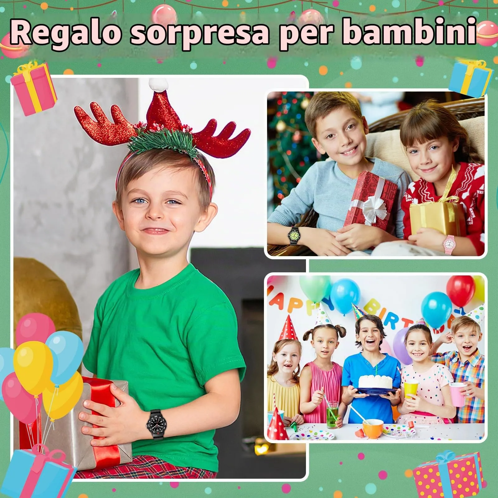 SOCICO Orologio analogico per bambini, impermeabile 30M, cinturino soft - immagine 5