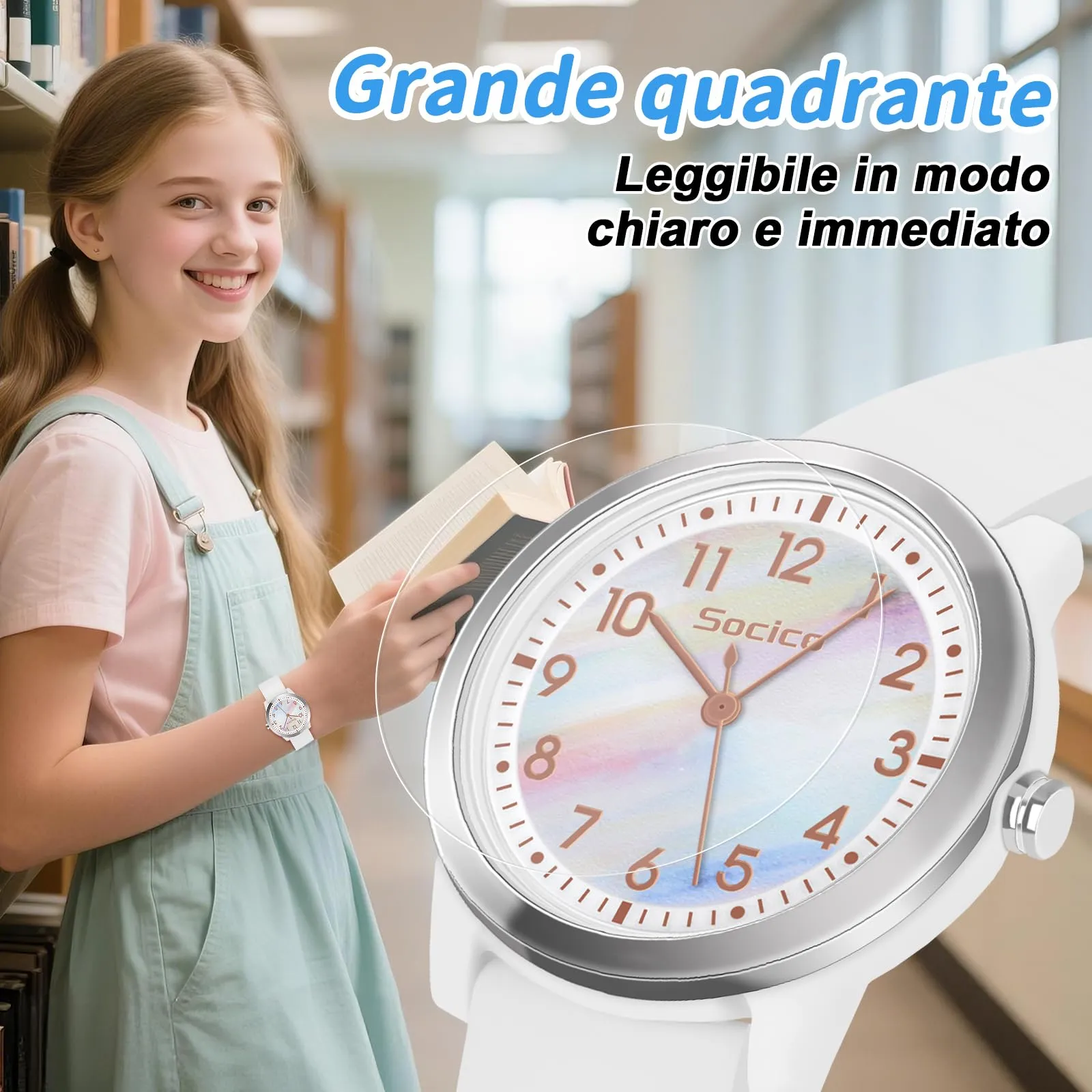 SOCICO Orologio Analogico Impermeabile 50M per Bambini e Ragazze 8-18 anni - immagine 3