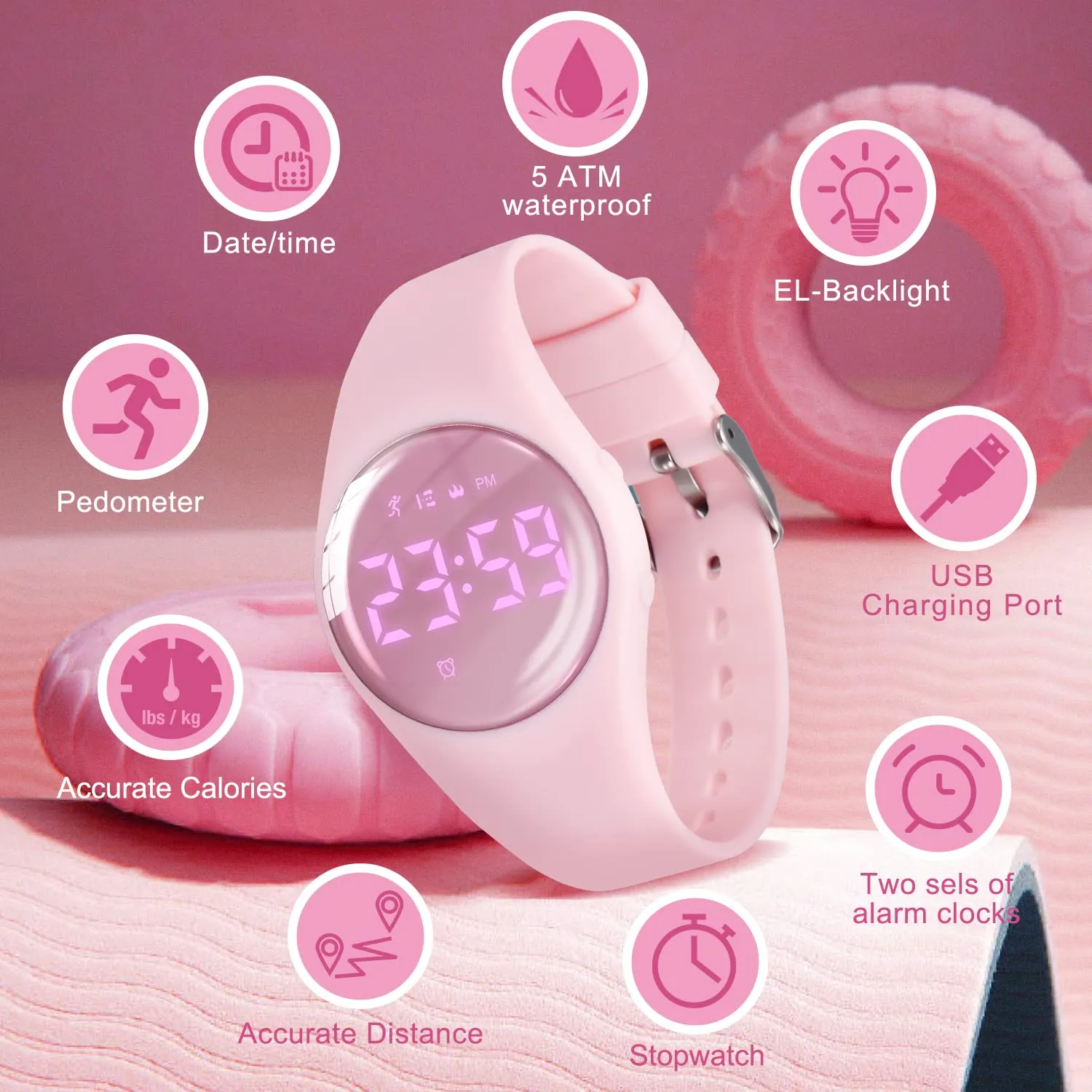 Ben Nevis T666F Orologio Digitale Fitness Tracker per Bambini e Ragazzi, Impermeabile e Ricaricabile - immagine 3