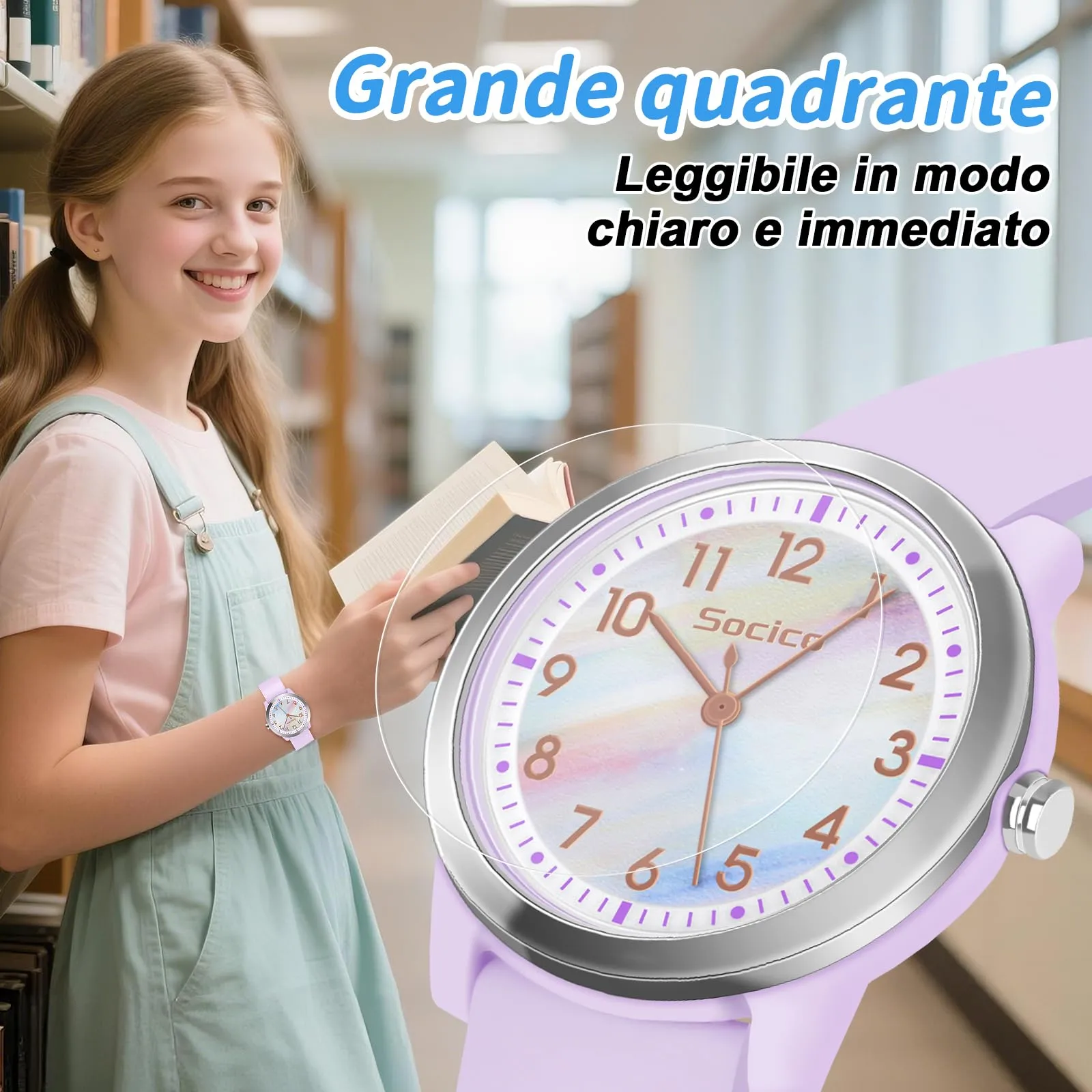 SOCICO Orologio Analogico Impermeabile 50M per Bambini e Ragazze 8-18 anni - immagine 3