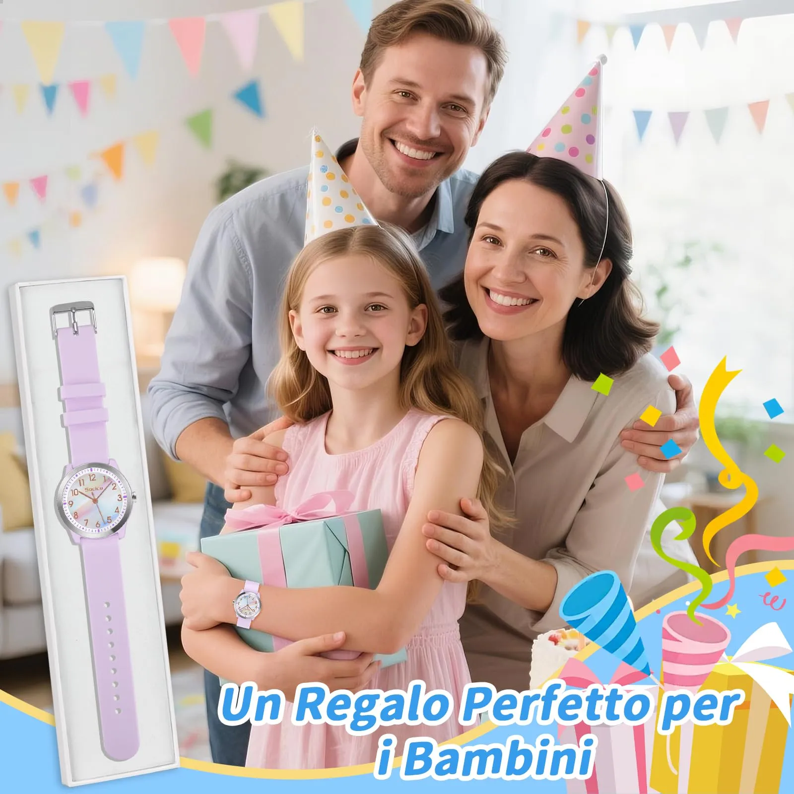 SOCICO Orologio Analogico Impermeabile 50M per Bambini e Ragazze 8-18 anni - immagine 8