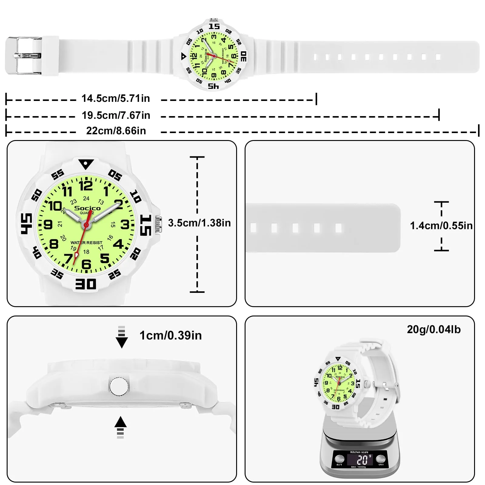 SOCICO Orologio analogico per bambini, impermeabile 30M, cinturino in silicone soft - immagine 5