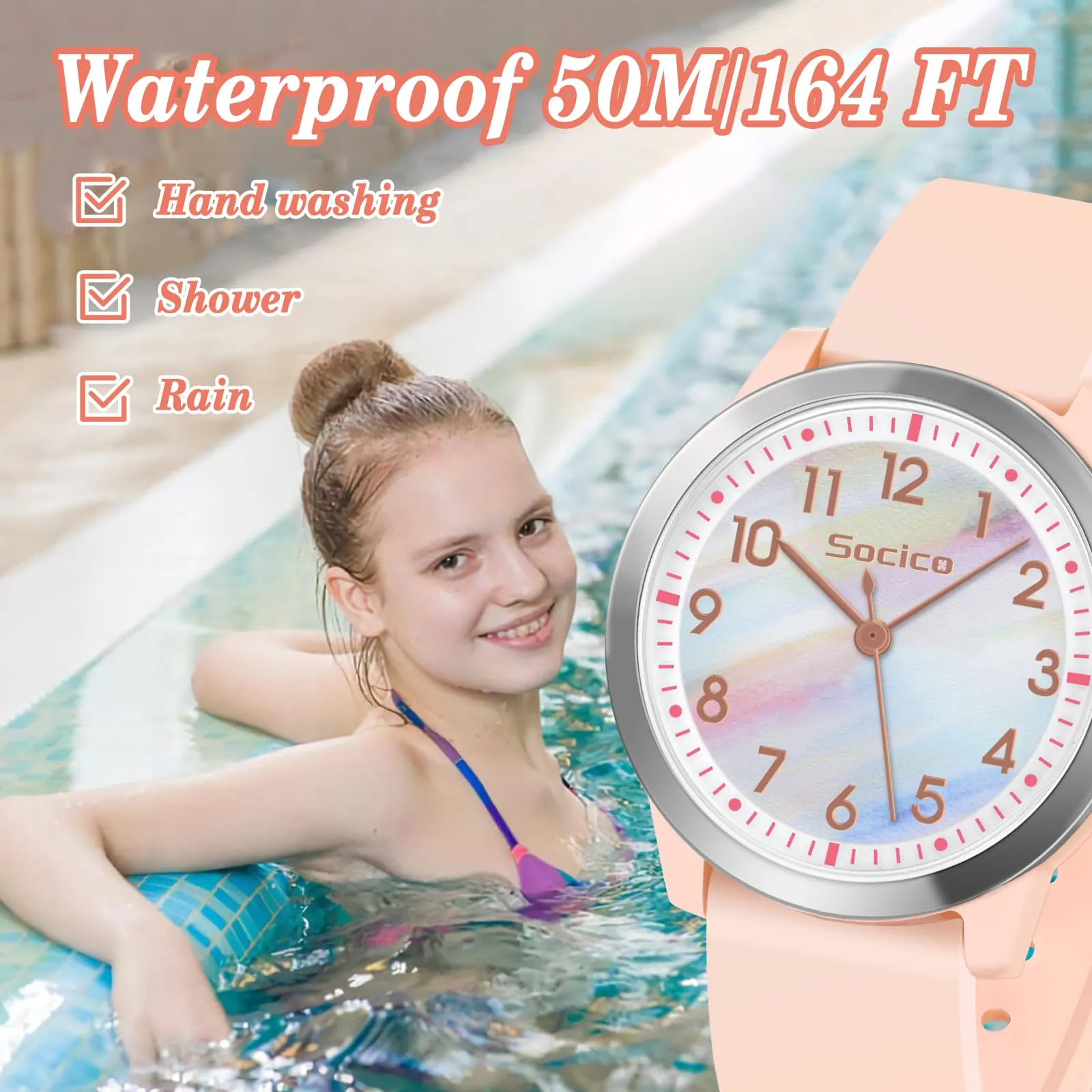 SOCICO Orologio Analogico per Bambini e Adolescenti, Impermeabile 5 ATM, Quarzo, SOC-1013 - immagine 2