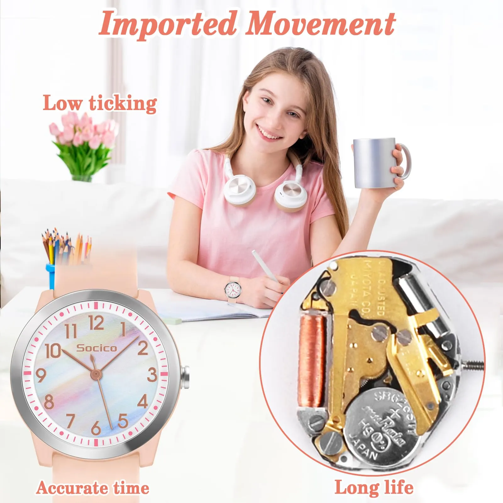 SOCICO Orologio Analogico per Bambini e Adolescenti, Impermeabile 5 ATM, Quarzo, SOC-1013 - immagine 4