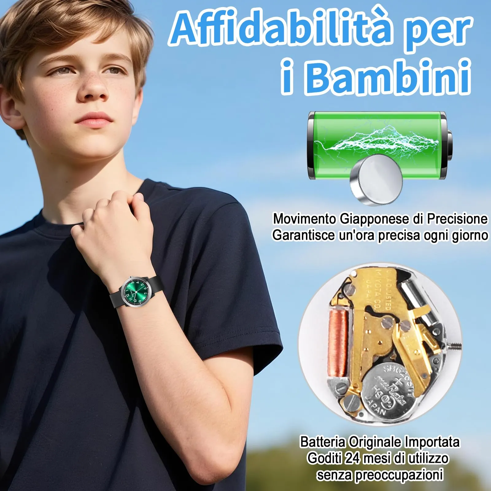 SOCICO Orologio Analogico Impermeabile 50M per Bambini e Ragazze 8-18 anni - immagine 4