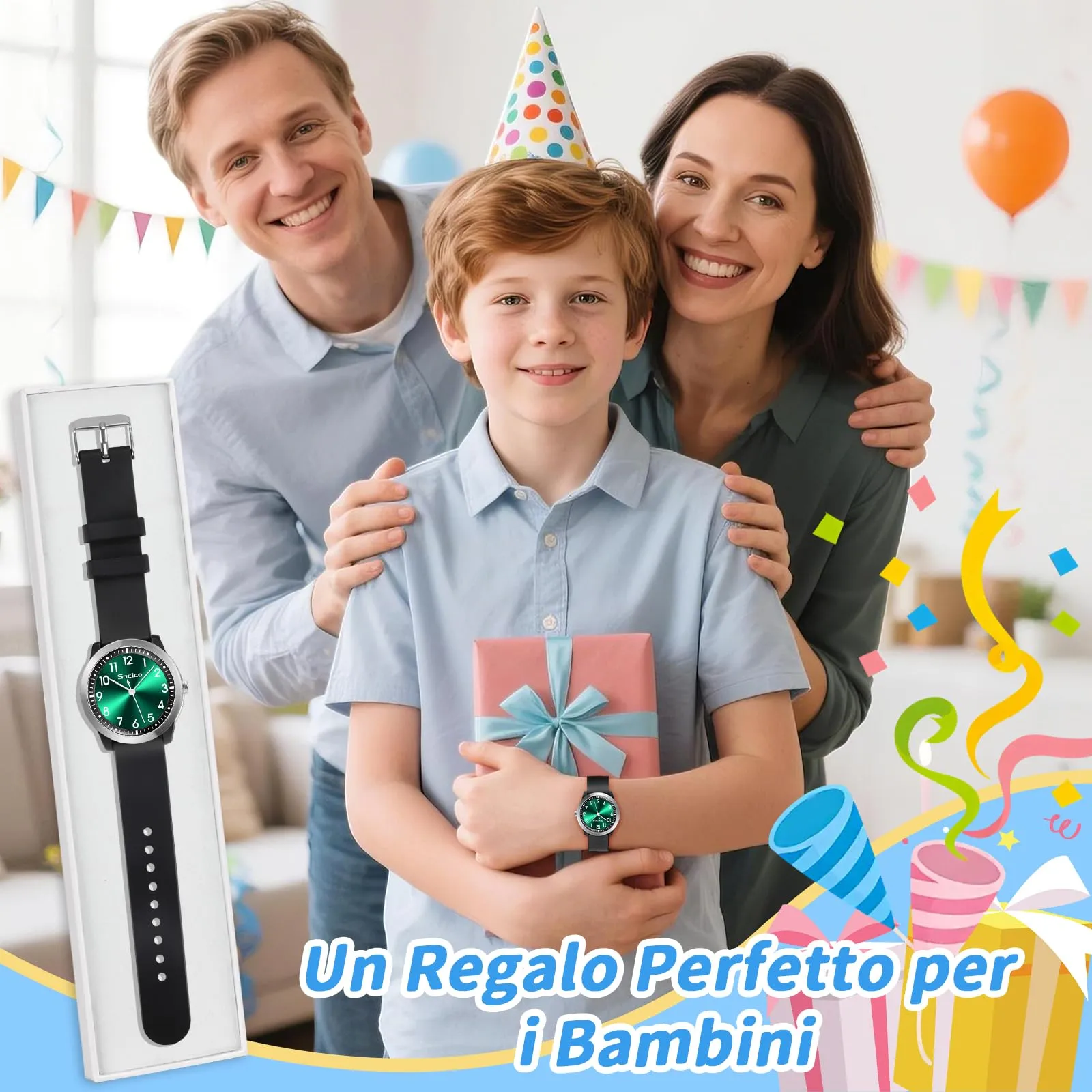 SOCICO Orologio Analogico Impermeabile 50M per Bambini e Ragazze 8-18 anni - immagine 8