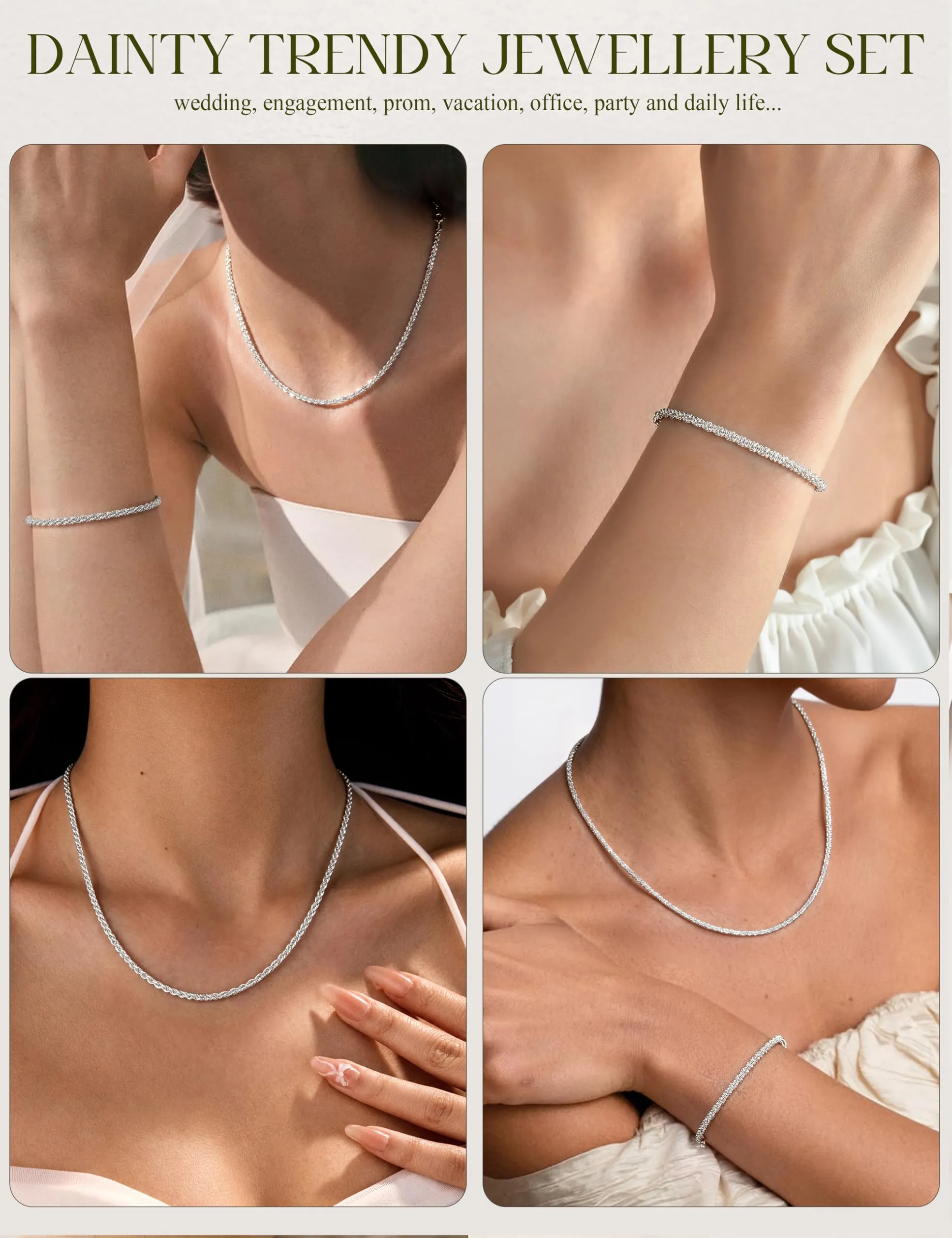 Milacolato Parure Gioielli da Donna con Collana e Bracciale Regolabili - immagine 6