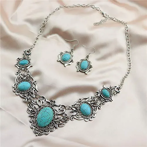 Dishowme Set di gioielli bohémien turchese con collana, orecchini e bracciale, 3 pezzi - immagine 3