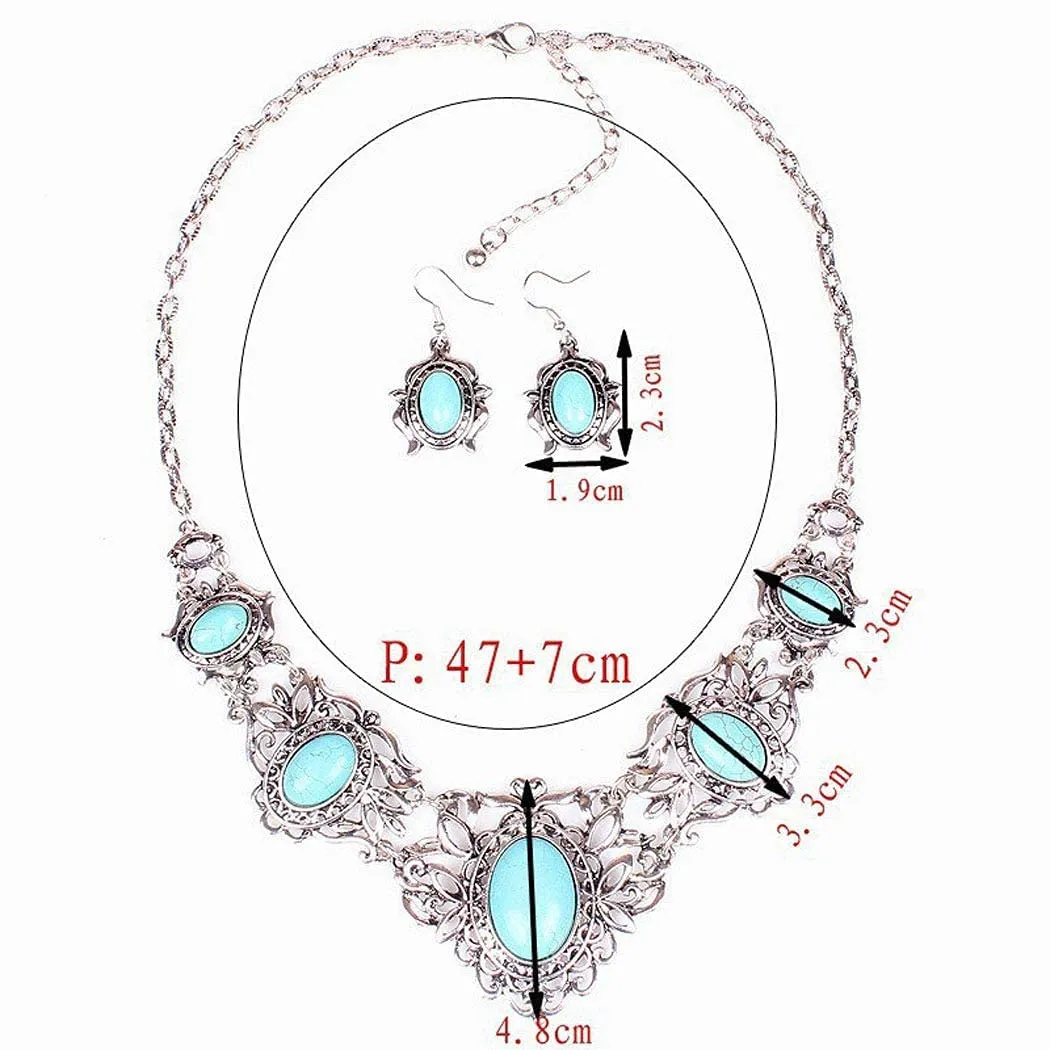 Dishowme Set di gioielli bohémien turchese con collana, orecchini e bracciale, 3 pezzi - immagine 5