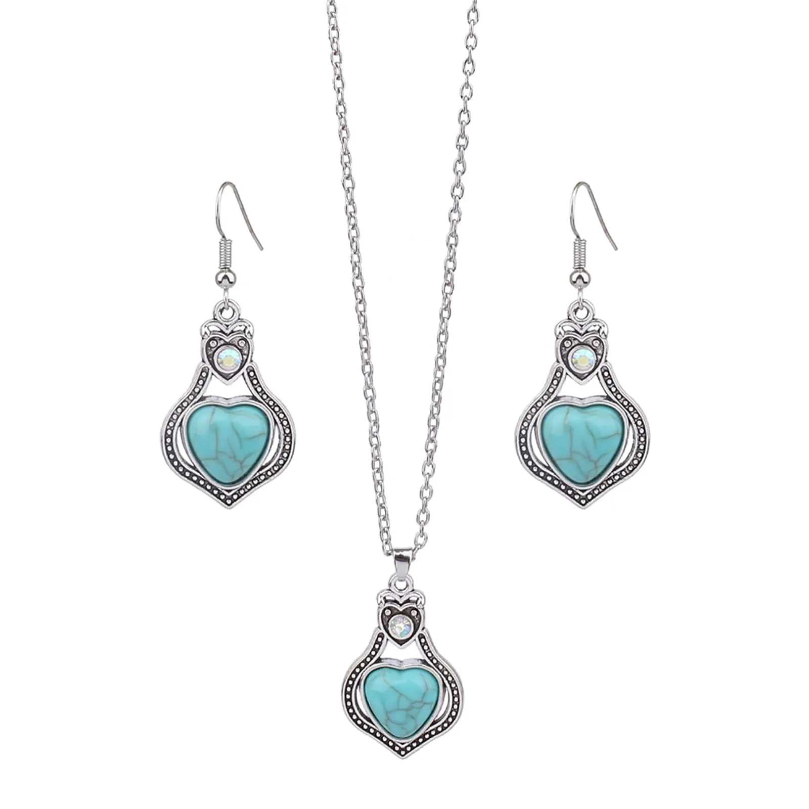 Dishowme Set di collana e orecchini turchesi bohémien, 3 pezzi - immagine 1
