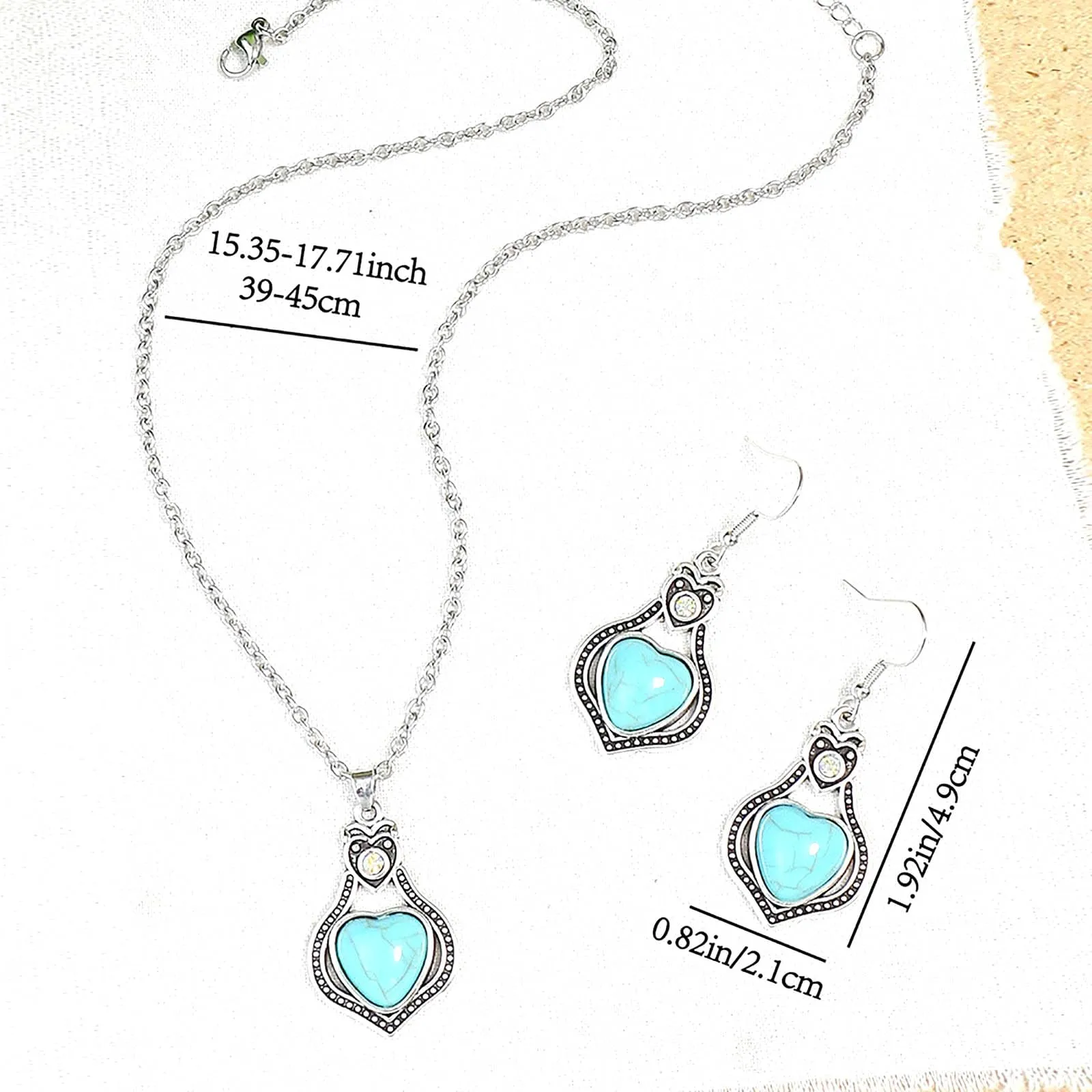 Dishowme Set di collana e orecchini turchesi bohémien, 3 pezzi - immagine 5