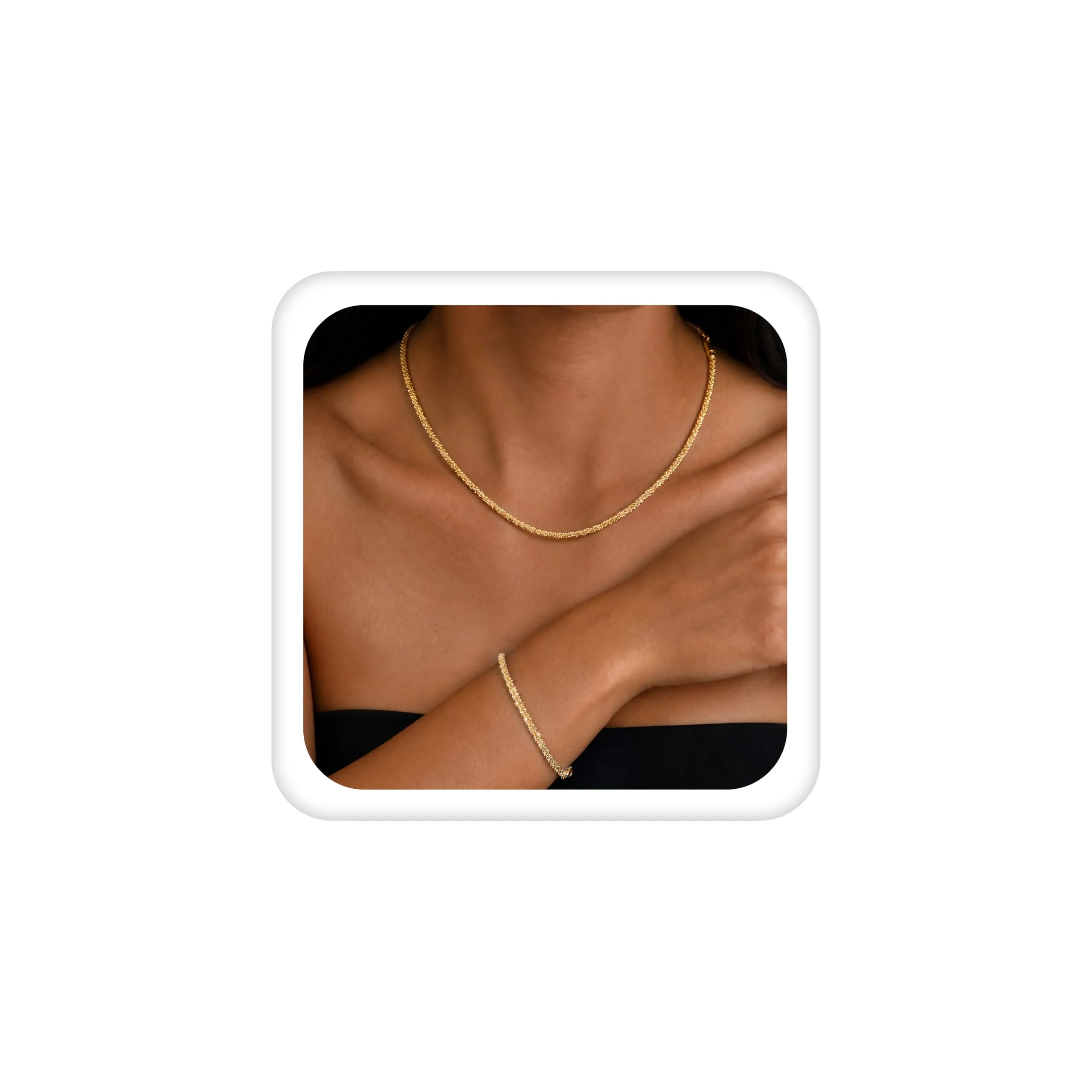 Milacolato Parure Gioielli da Donna con Collana e Bracciale Regolabili, Color Oro - immagine 1