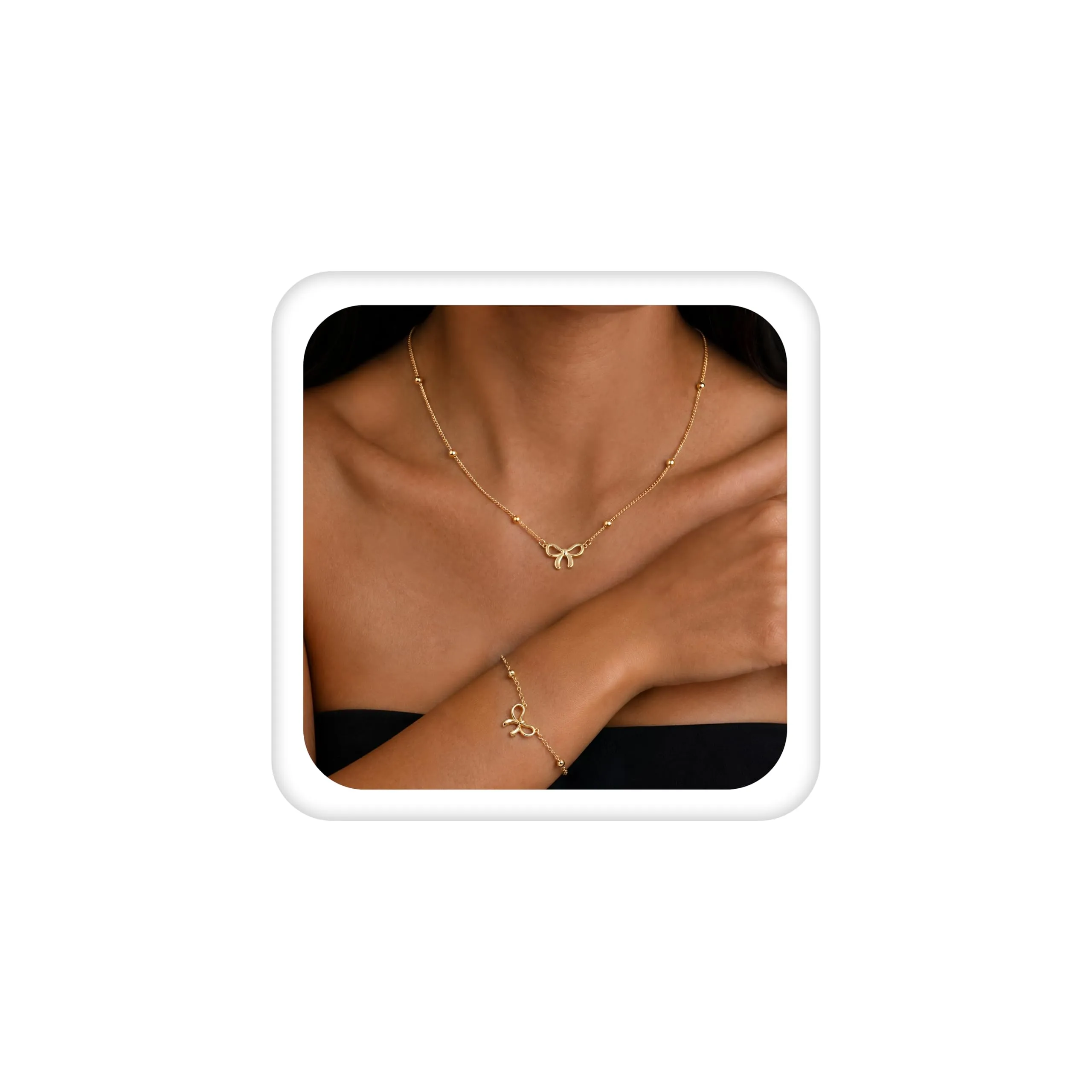 Milacolato Parure Gioielli da Donna con Collana e Bracciale Regolabili Color Oro - immagine 1