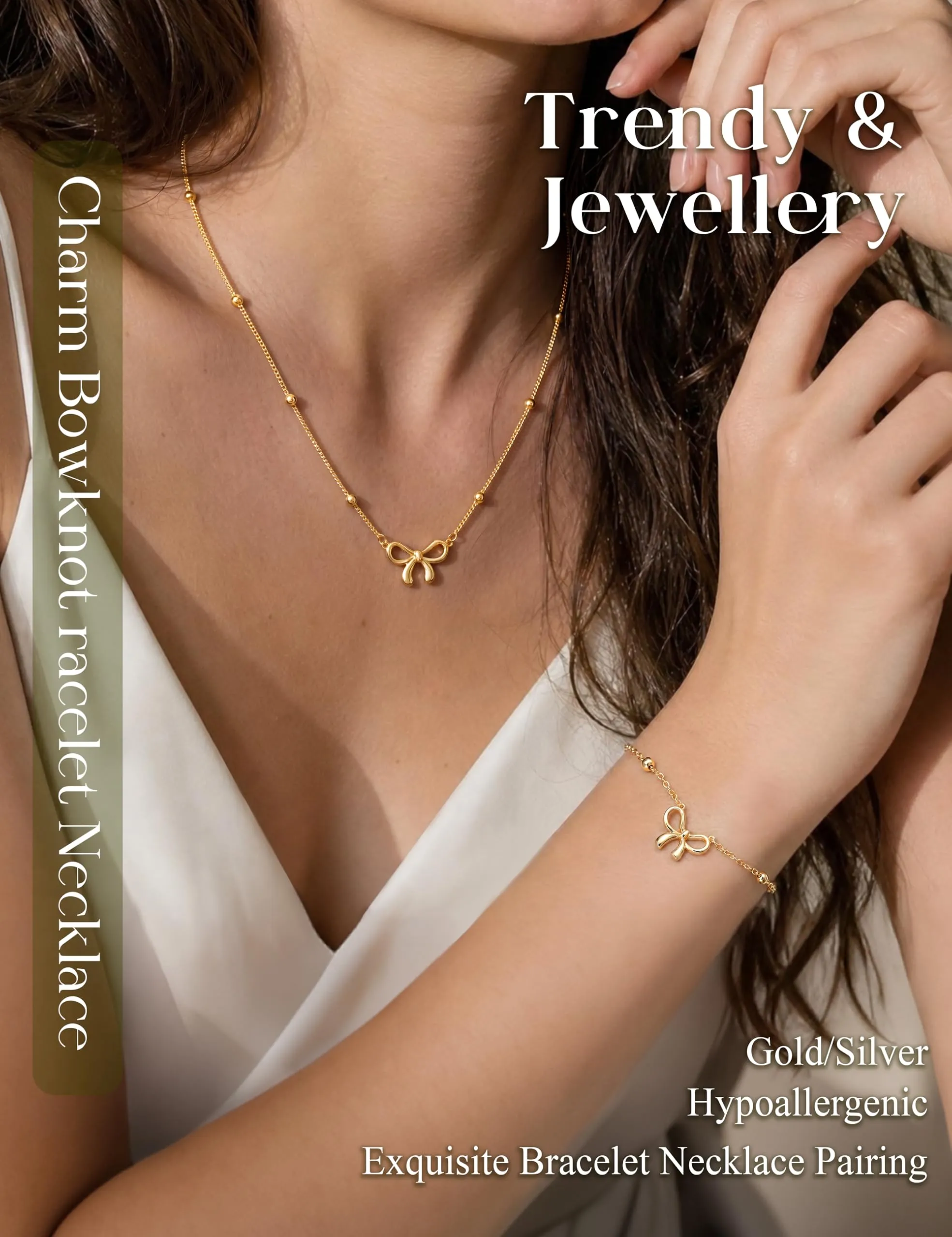Milacolato Parure Gioielli da Donna con Collana e Bracciale Regolabili Color Oro - immagine 2