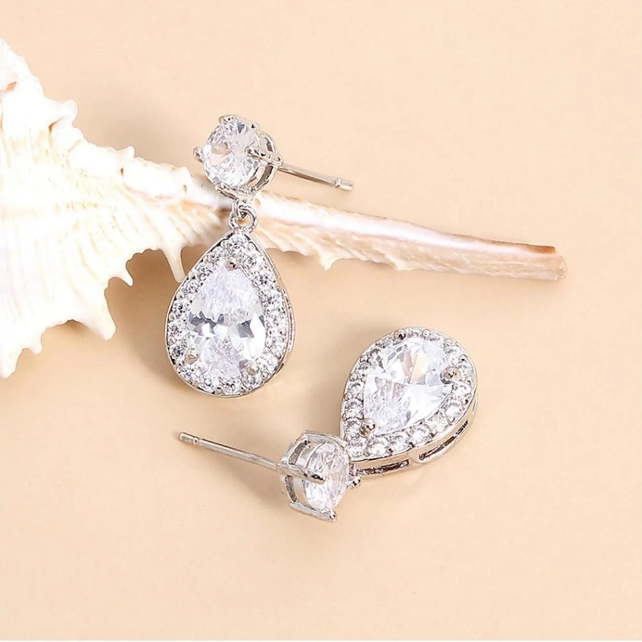 TOEECY Set Gioielli Sposa con Zirconia e Cristallo, Collana, Orecchini e Bracciale, Argento - immagine 4
