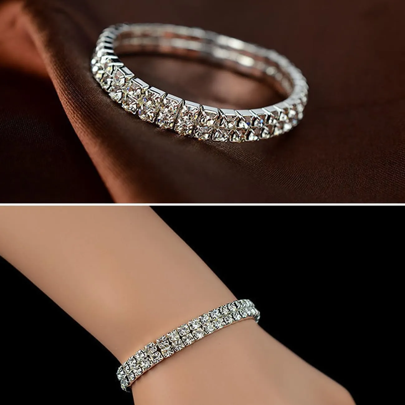 TOEECY Set Gioielli Sposa con Zirconia e Cristallo, Collana, Orecchini e Bracciale, Argento - immagine 5