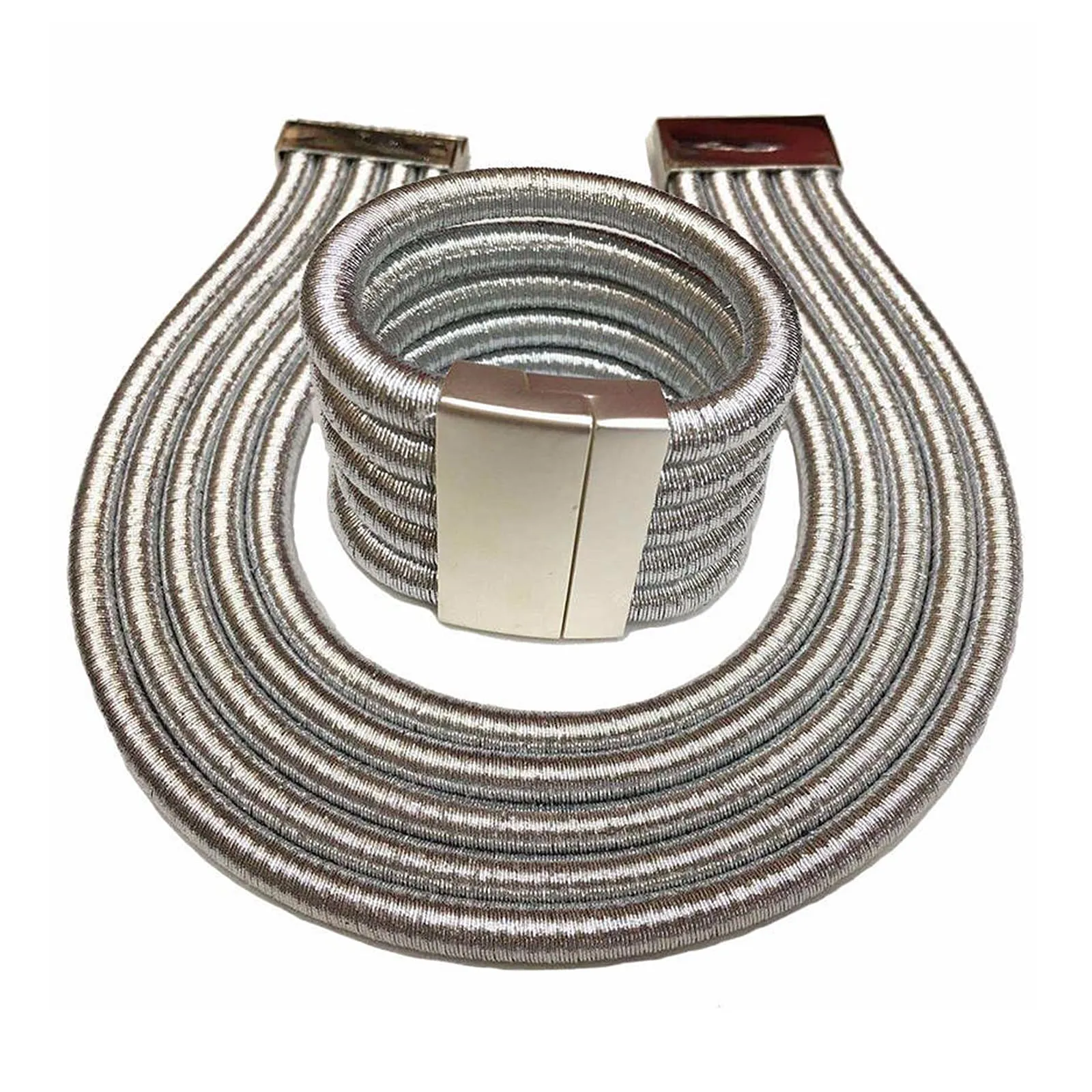 YJZQ Set Gioielli Africani da Donna, Collana e Bracciali in Nylon, Misura Unica - immagine 1