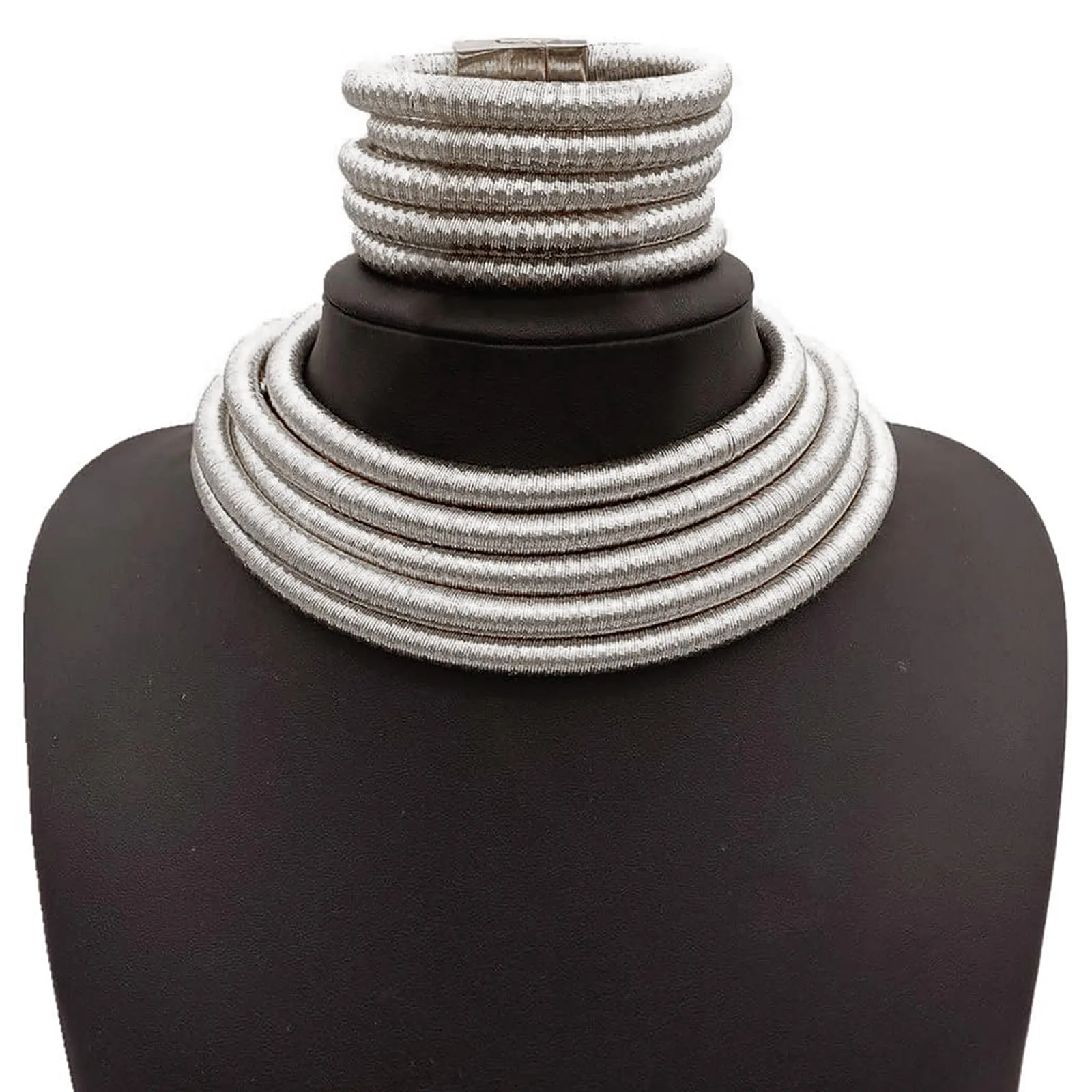 YJZQ Set Gioielli Africani da Donna, Collana e Bracciali in Nylon, Misura Unica - immagine 2