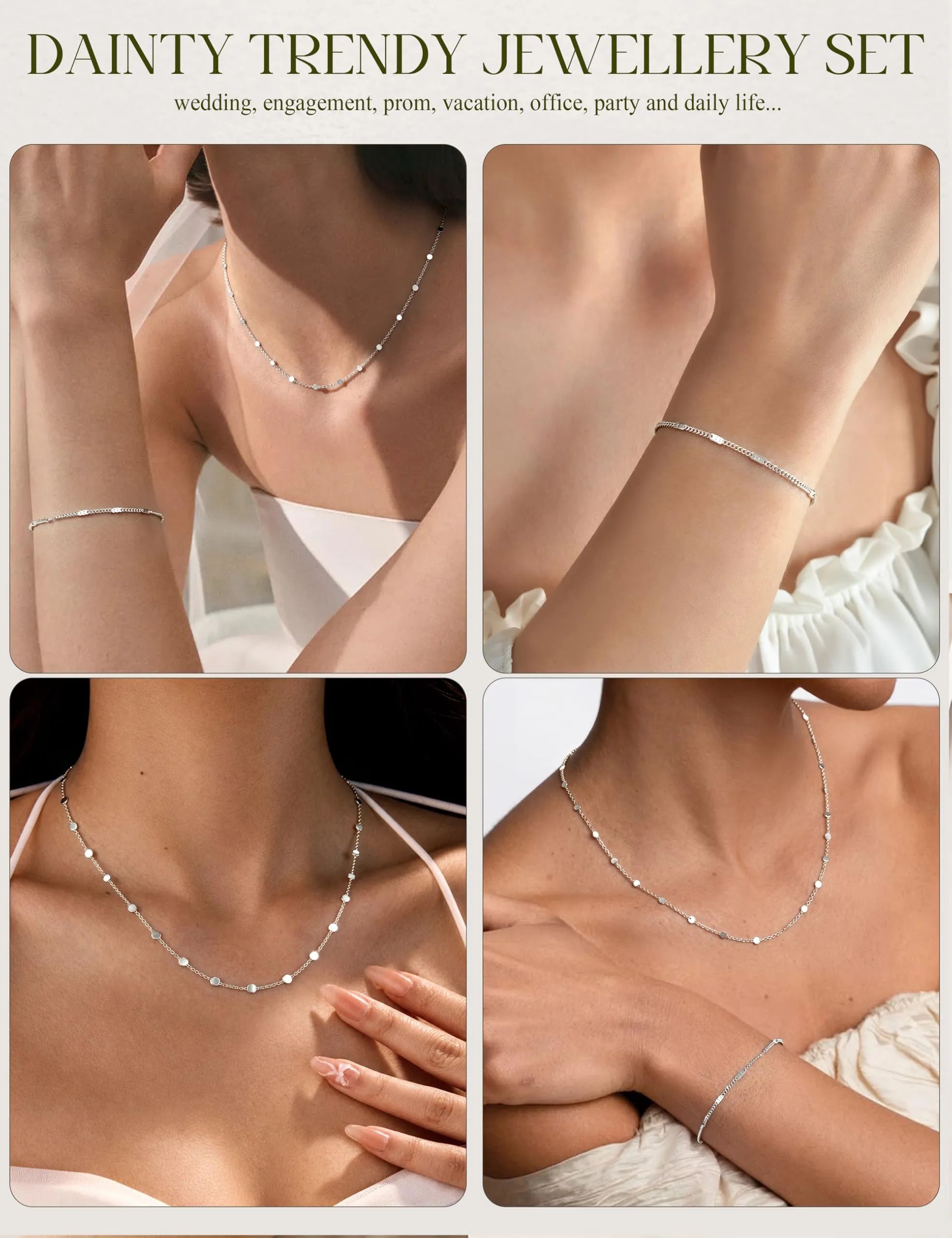 Milacolato Parure Gioielli da Donna con Collana e Bracciale Regolabili - immagine 6