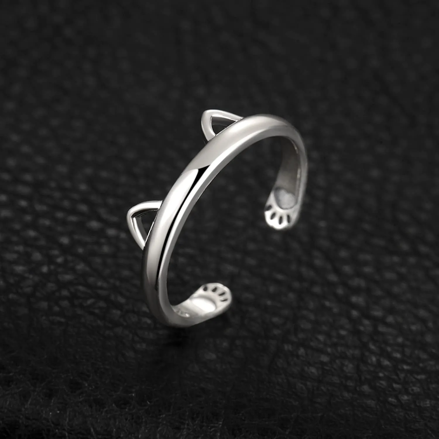 JewelryPalace Anello da donna in argento Sterling 925 a zampa di gatto, regolabile, placcato oro giallo o rosa - immagine 5