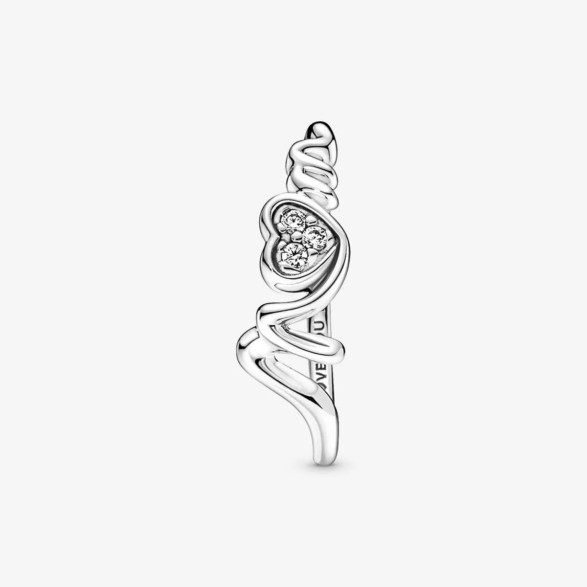 Pandora Anello Moments a forma di cuore con pavé e scritta Mom in argento Sterling e zirconia cubica, 56 - immagine 8