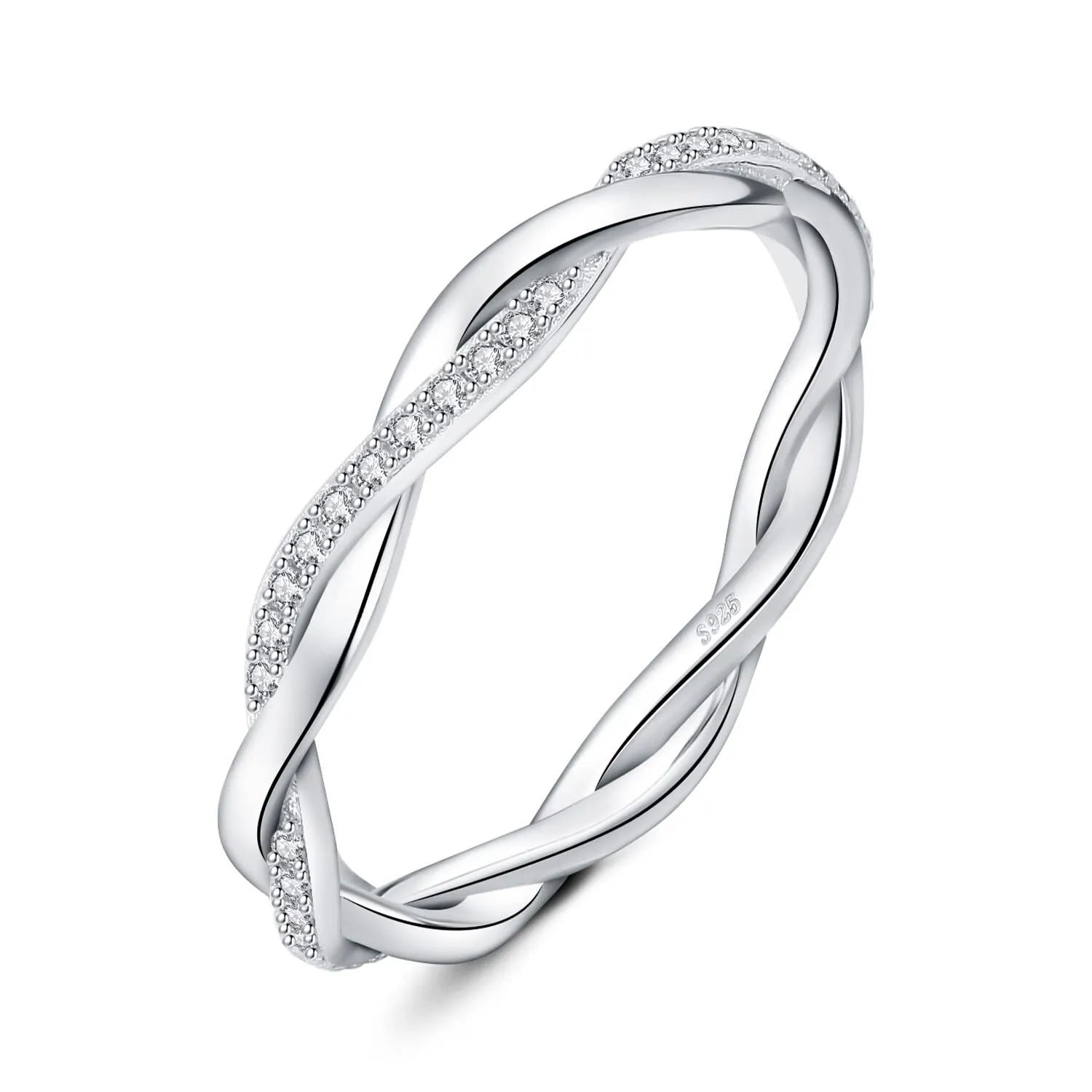 JewelryPalace Corda Anello Infinito in Argento 925 con Moissanite Taglio Rotondo, Taglia 9.5 - immagine 1