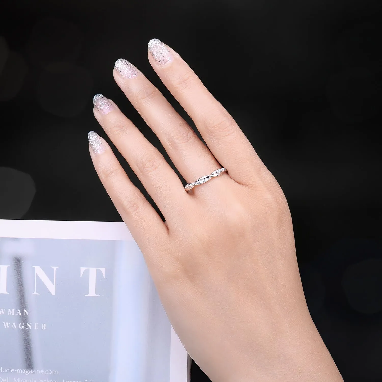 JewelryPalace Corda Anello Infinito Donna in Argento 925 con Moissanite Taglio Rotondo, Fede Nuziale 14.5 - immagine 5