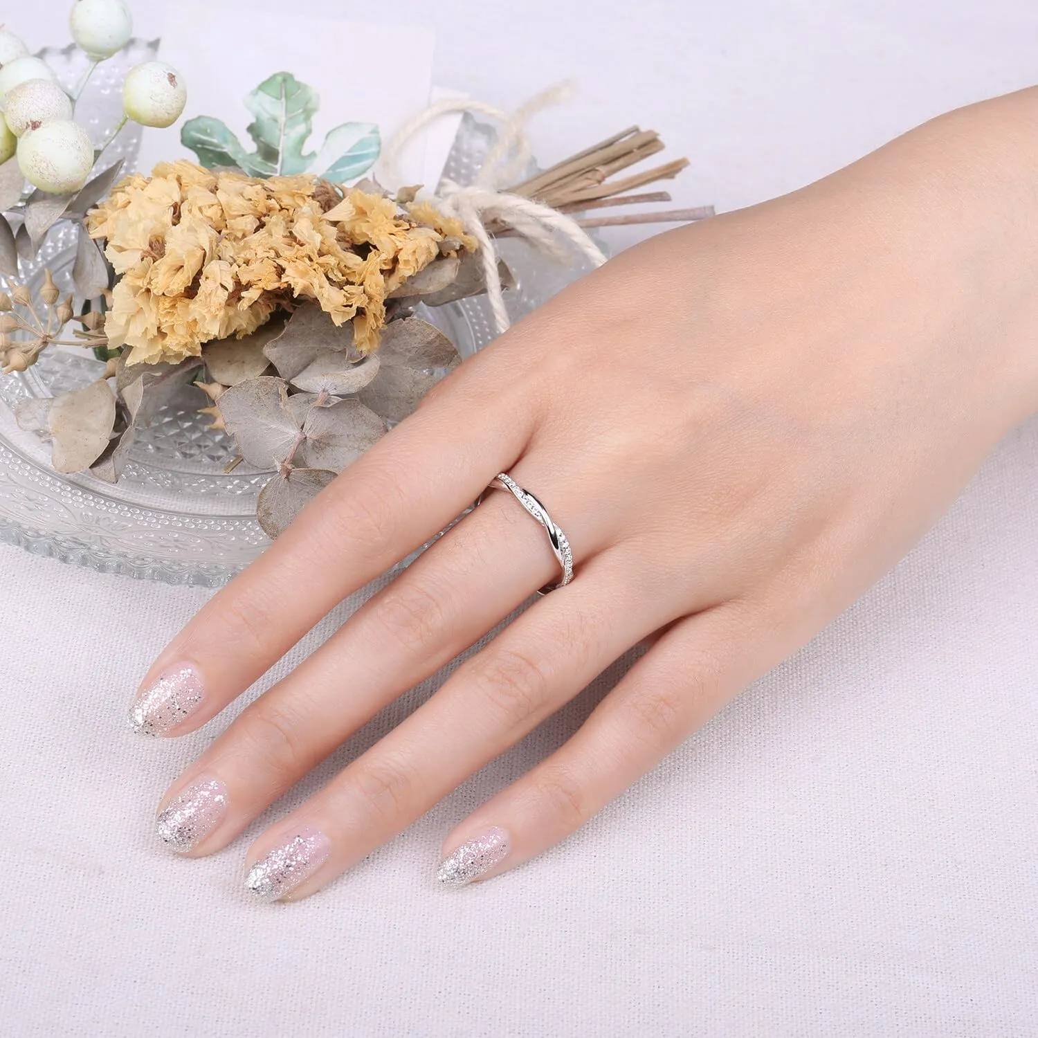 JewelryPalace Corda Anello Infinito Donna in Argento 925 con Moissanite Taglio Rotondo, Taglia 10.5 - immagine 4