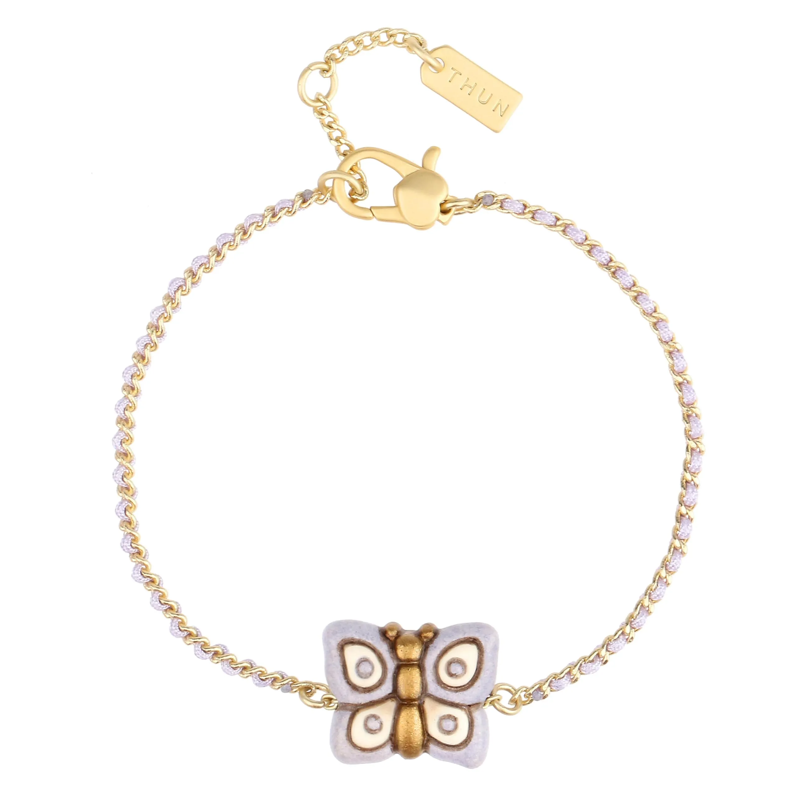 Thun Bracciale catena e tessuto con farfalla, Ceramica, 16+3cm - immagine 1