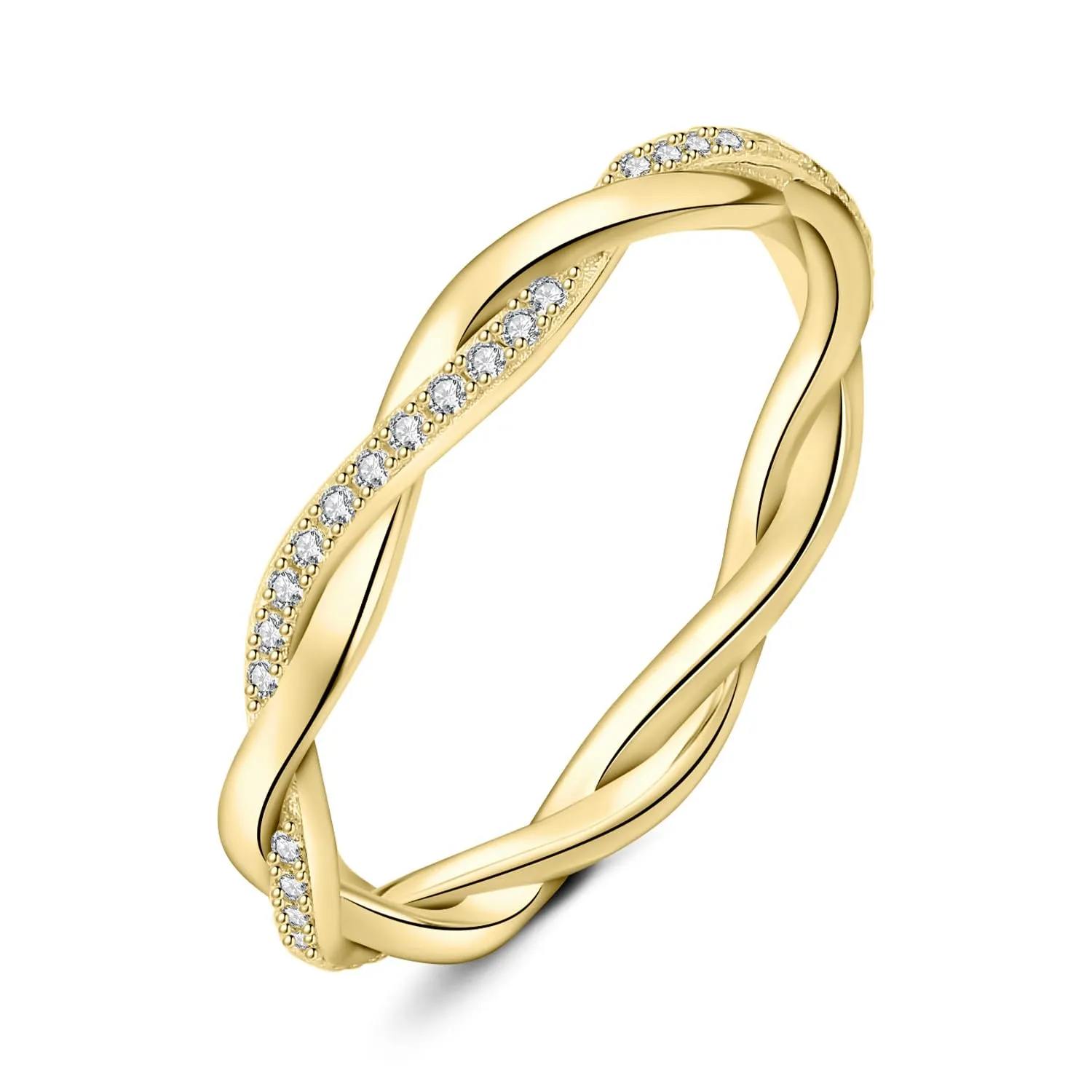 JewelryPalace Anello Infinito a Corda Donna in Oro Giallo 14K con Moissanite Taglio Rotondo, Misura 17 - immagine 1