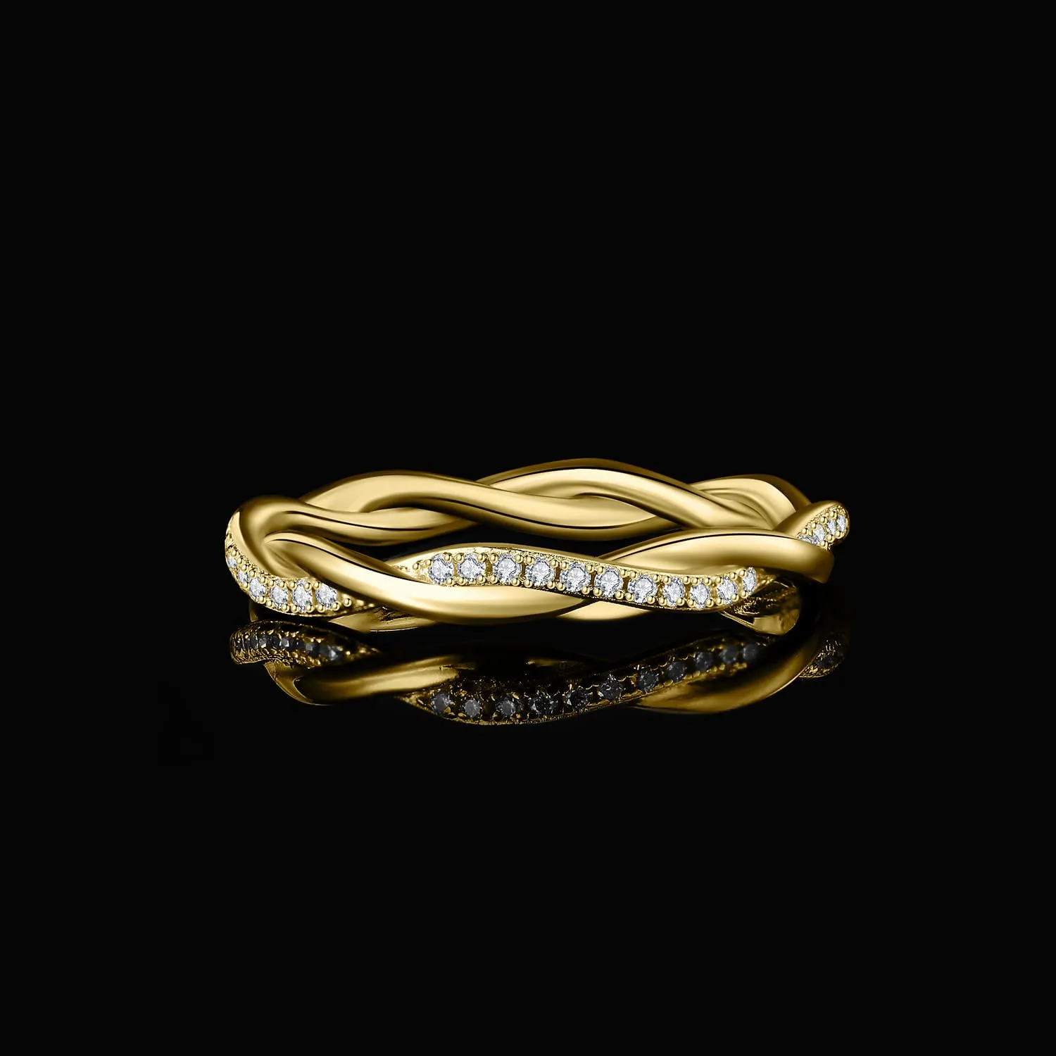 JewelryPalace Anello Infinito a Corda in Oro Giallo 14K con Moissanite, Taglio Rotondo, Misura 13 - immagine 3