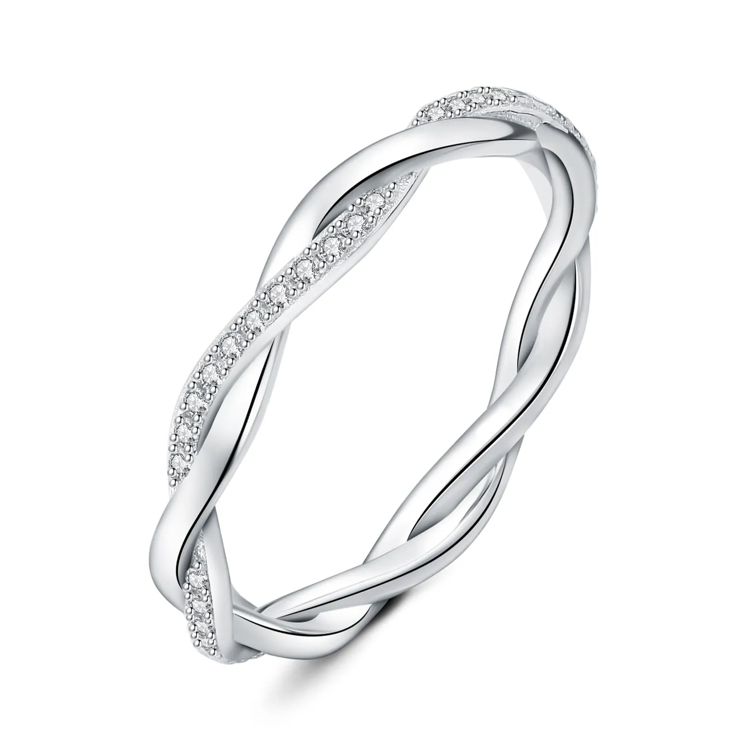 JewelryPalace Anello Infinito Donna in Oro Bianco 14K con Moissanite, Anello Impilabile a Corda, Fede Nuziale Misura 16 - immagine 1
