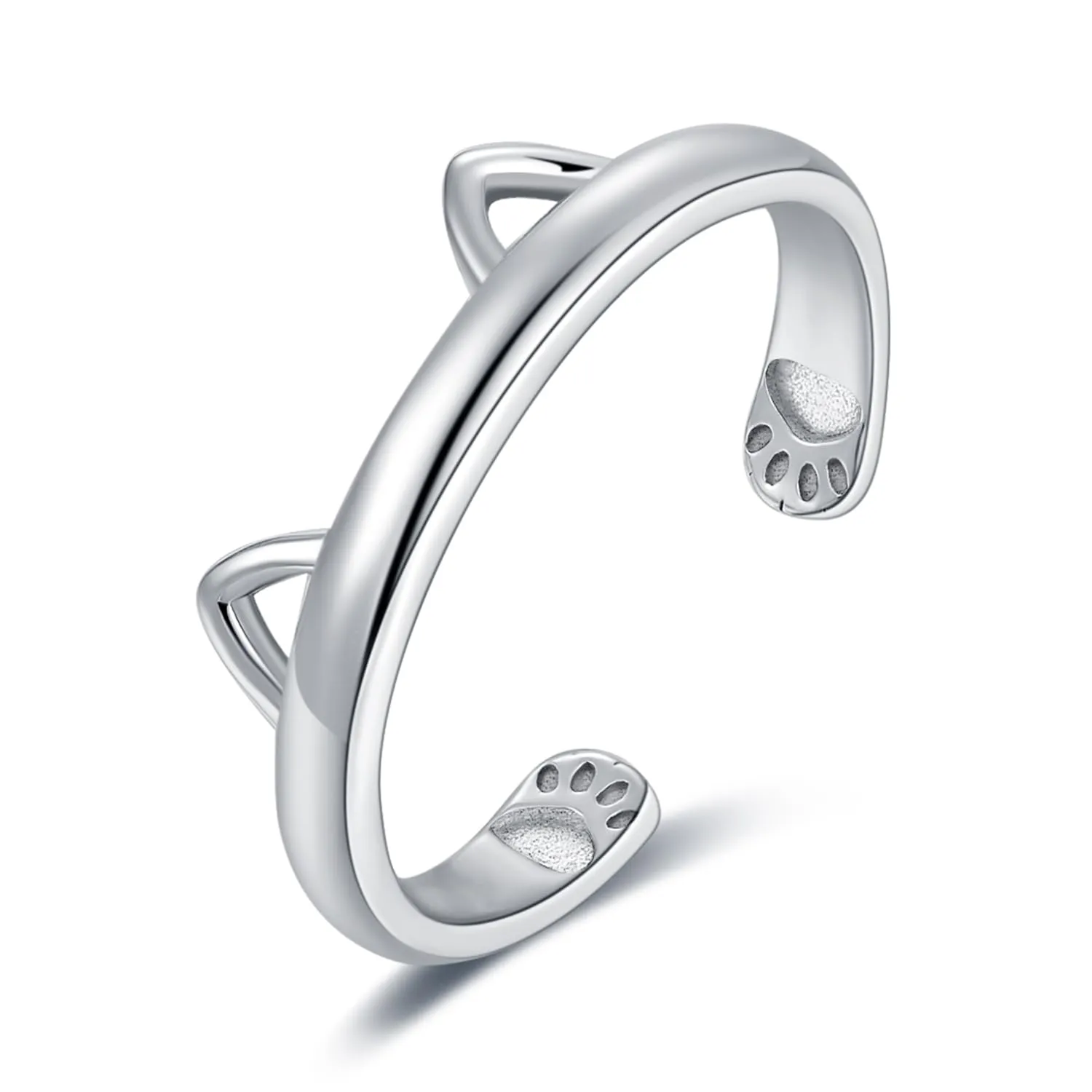 JewelryPalace Anelli Donna Regolabili placcato oro bianco 14K con Zampa di Gatto - immagine 1