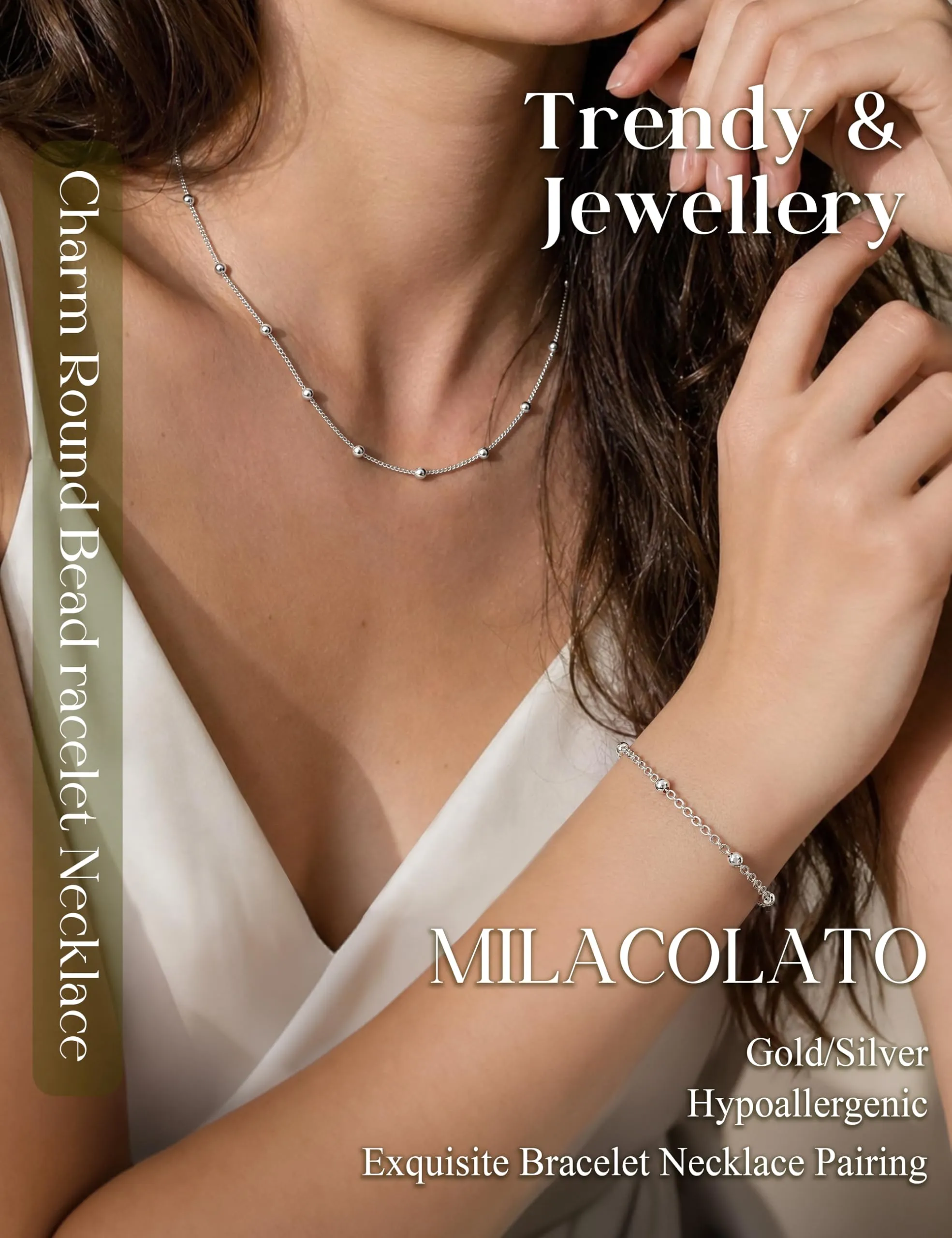 Milacolato Parure Gioielli da Donna Collana e Bracciale Regolabili - immagine 2