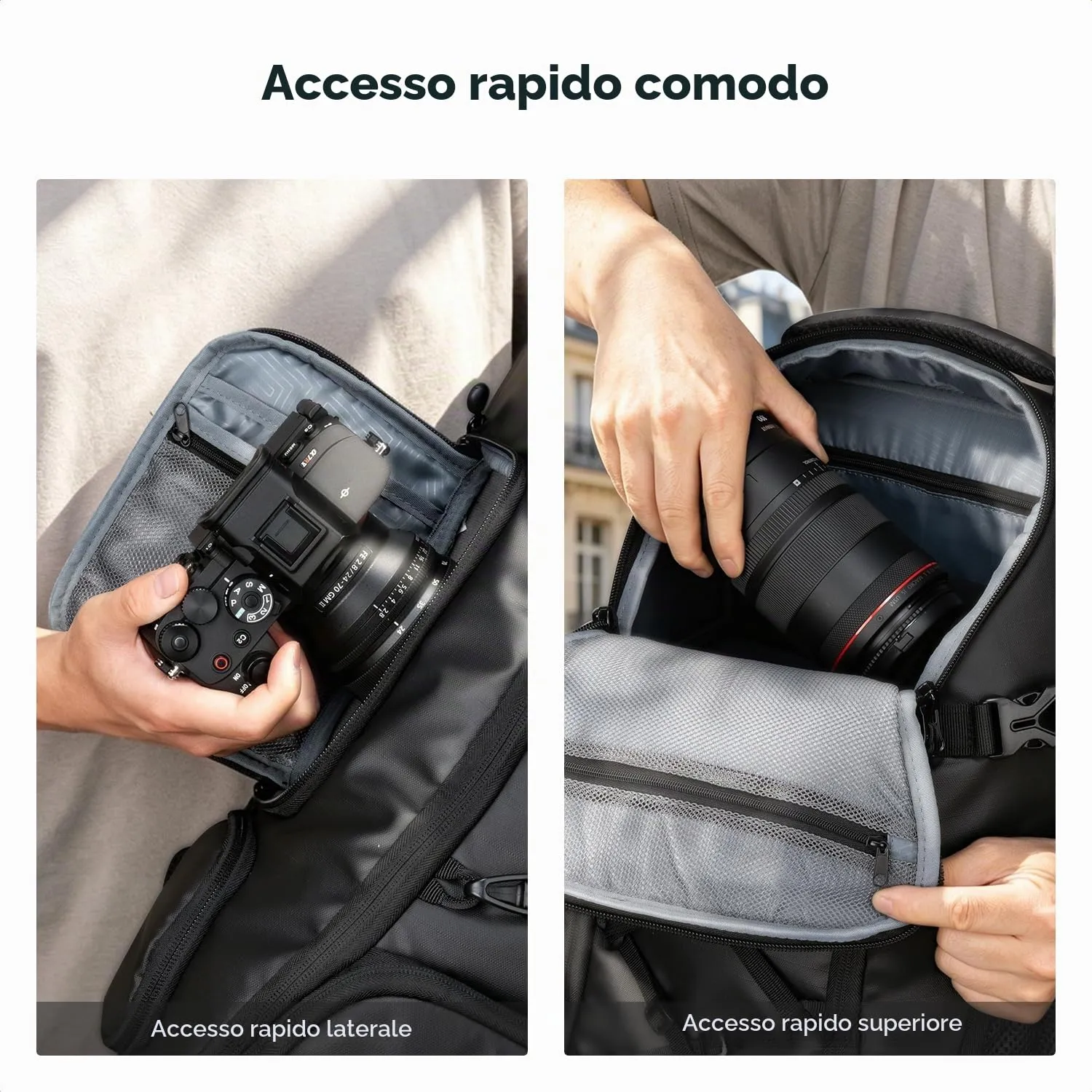 K&F CONCEPT Zaino Fotografico 30L Impermeabile, Nero - immagine 6